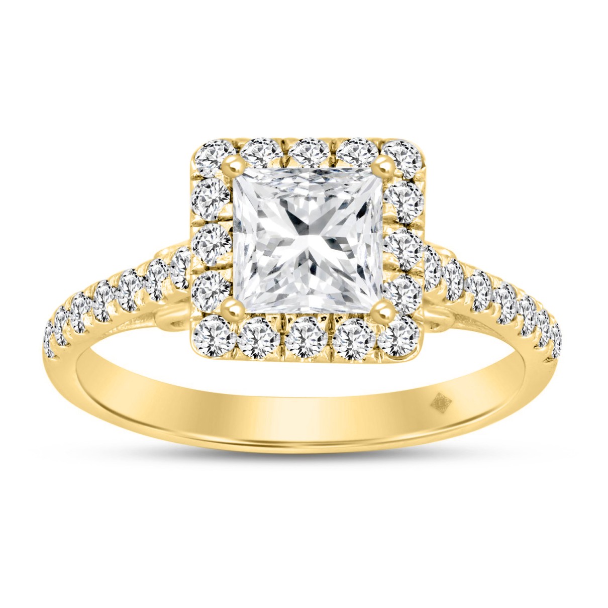 LADIES RING 1 1/2CT ROUND/PRINCESS DIAMOND 14K YEL...