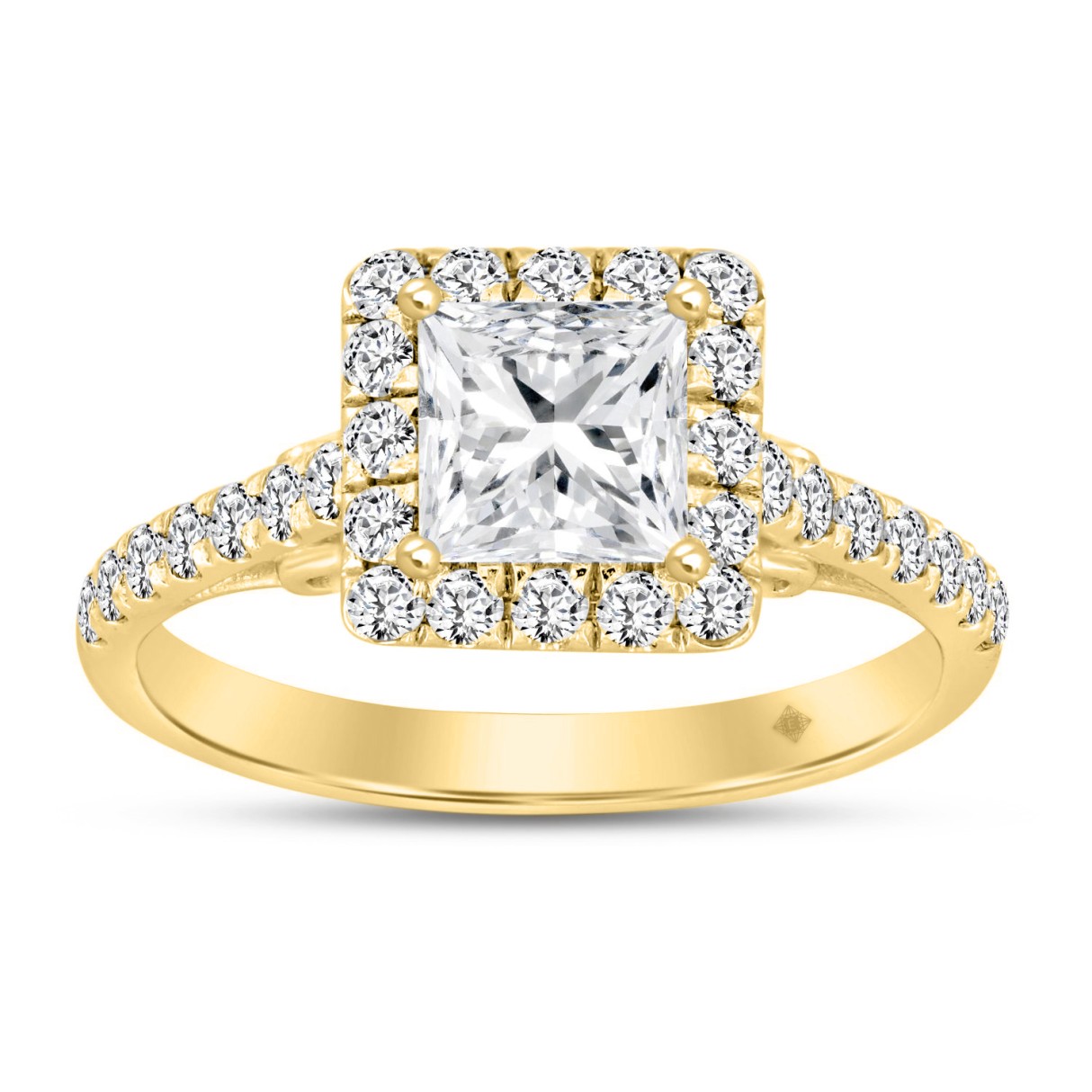 LADIES RING 1 1/2CT ROUND/PRINCESS DIAMOND 14K YELLOW GOLD (CENTER STONE PRINCESS DIAMOND 1CT)