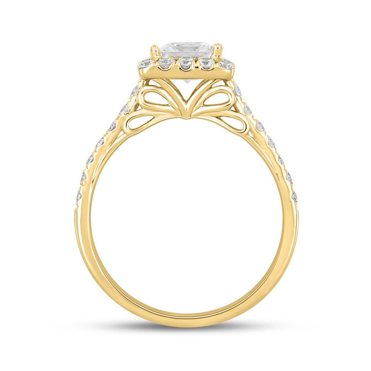 LADIES RING 1 1/2CT ROUND/PRINCESS DIAMOND 14K YELLOW GOLD (CENTER STONE PRINCESS DIAMOND 1CT)