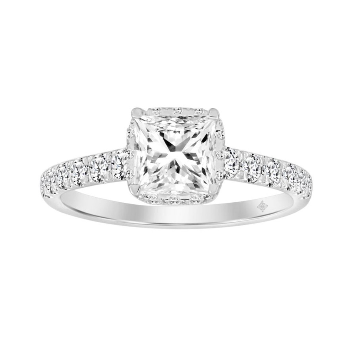 LADIES RING 2CT ROUND/PRINCESS DIAMOND 14K WHITE G...
