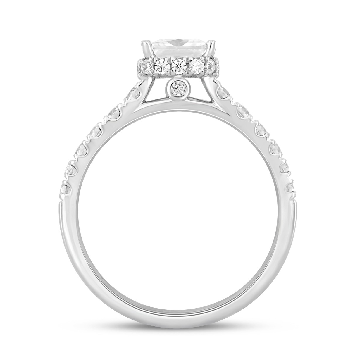 LADIES RING 2CT ROUND/PRINCESS DIAMOND 14K WHITE GOLD (CENTER STONE PRINCESS DIAMOND 1 1/2CT )