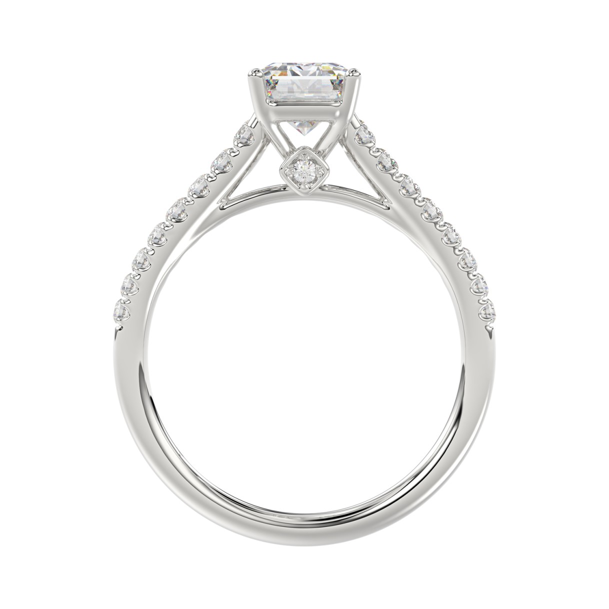 14K WHITE GOLD 2.00CT ROUND/EMERALD DIAMOND LADIES BRIDAL SET (CENTER STONE EMERALD DIAMOND 1 1/2CT