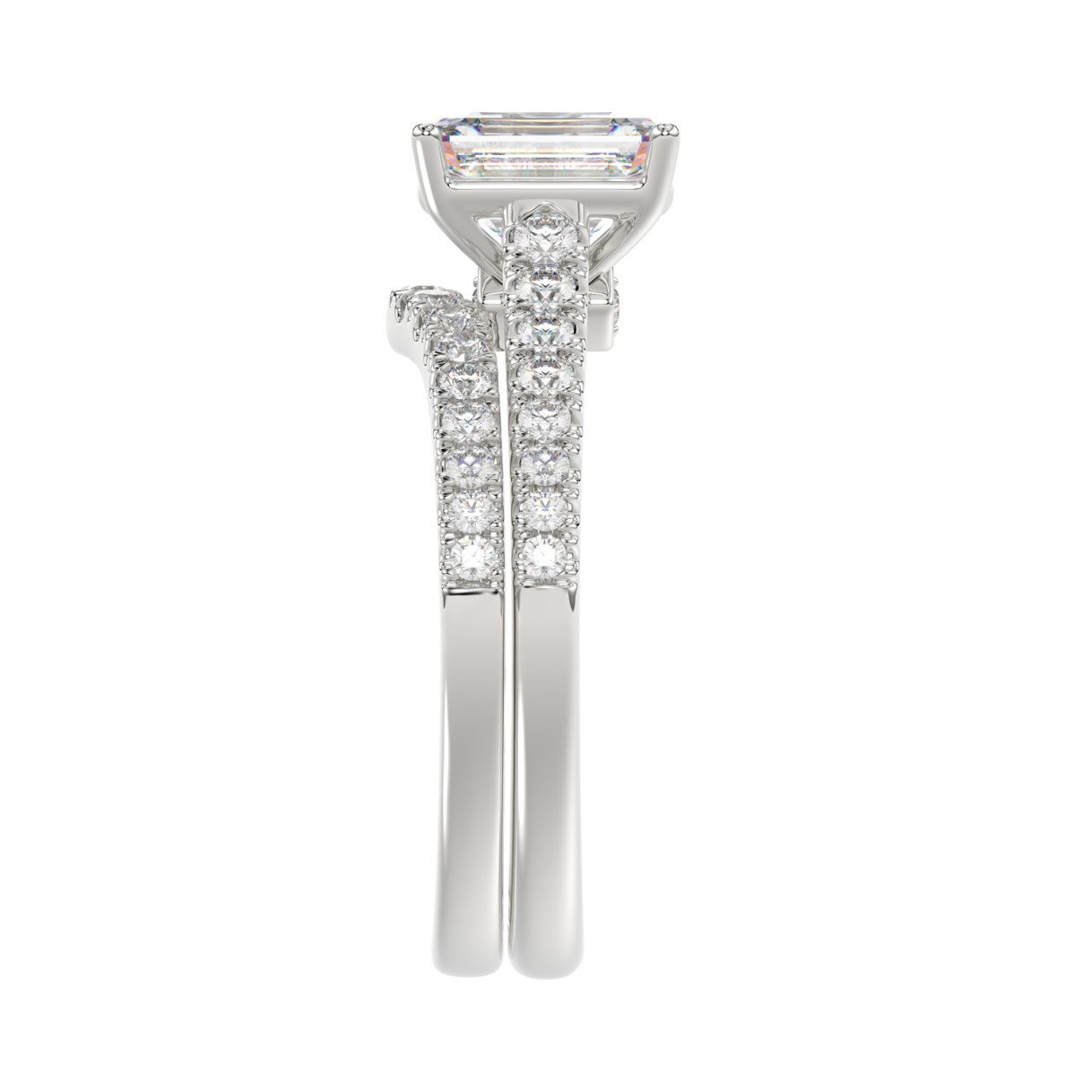 14K WHITE GOLD 2.00CT ROUND/EMERALD DIAMOND LADIES BRIDAL SET (CENTER STONE EMERALD DIAMOND 1 1/2CT