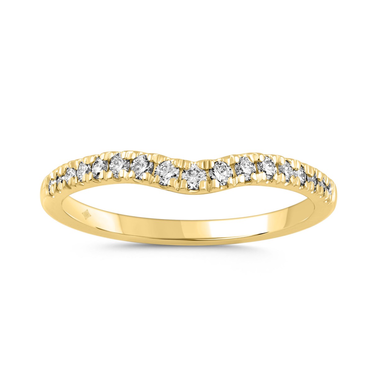 LADIES BAND 1/4CT ROUND DIAMOND 14K YELLOW GOLD...