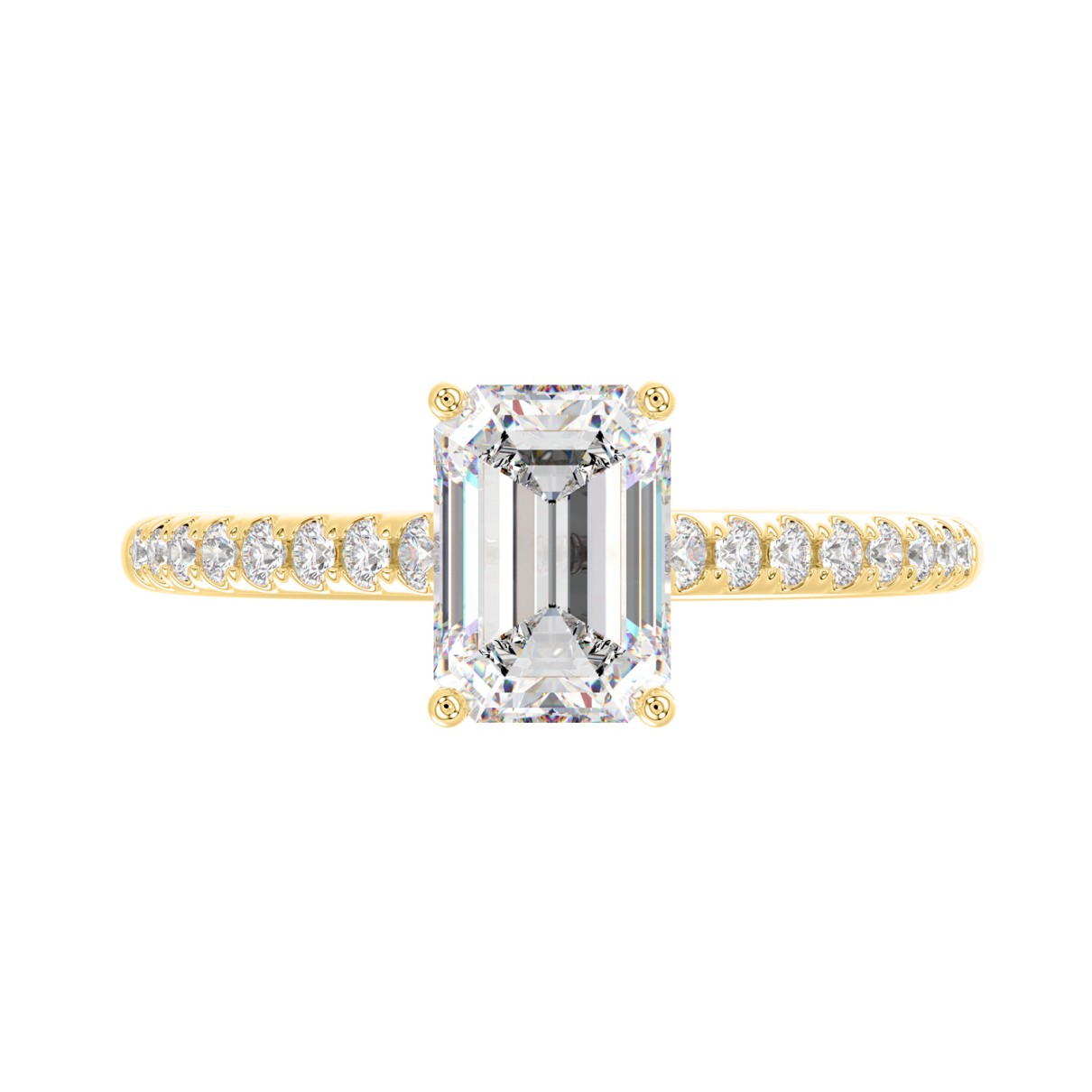 LADIES RING 1 3/4CT ROUND/EMERALD DIAMOND 14K YELLOW GOLD (CENTER STONE EMERALD DIAMOND 1 1/2CT )