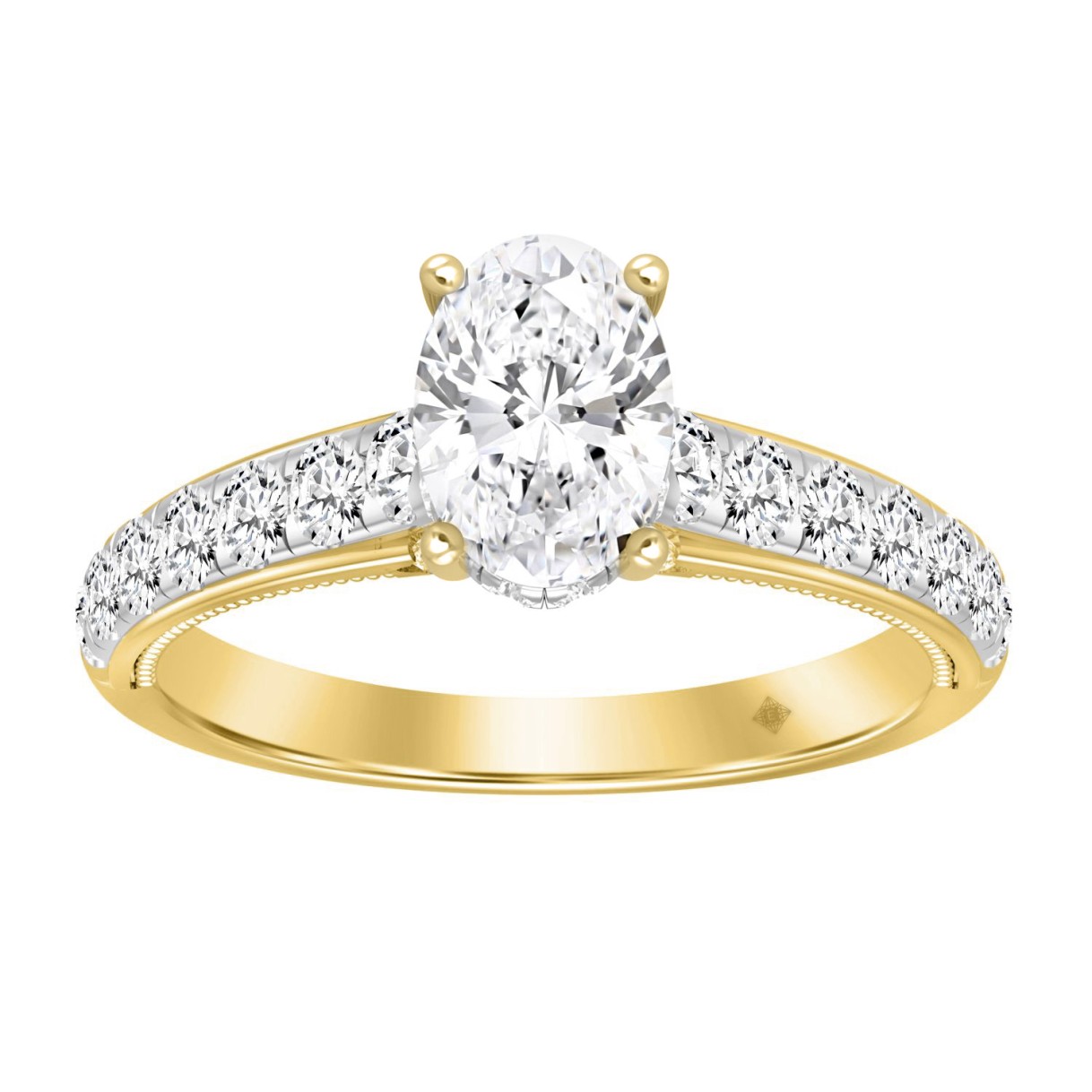 LADIES RING 1 3/4CT ROUND/OVAL DIAMOND 14K YELLOW ...
