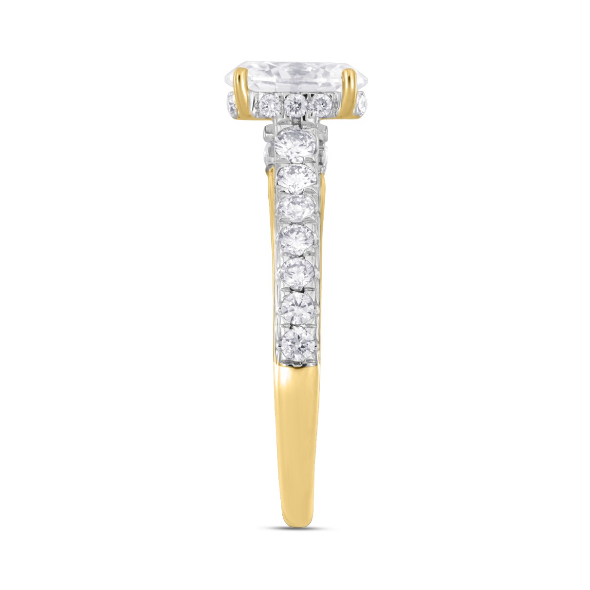 LADIES RING 1 3/4CT ROUND/OVAL DIAMOND 14K YELLOW GOLD (CENTER STONE OVAL DIAMOND 1CT )