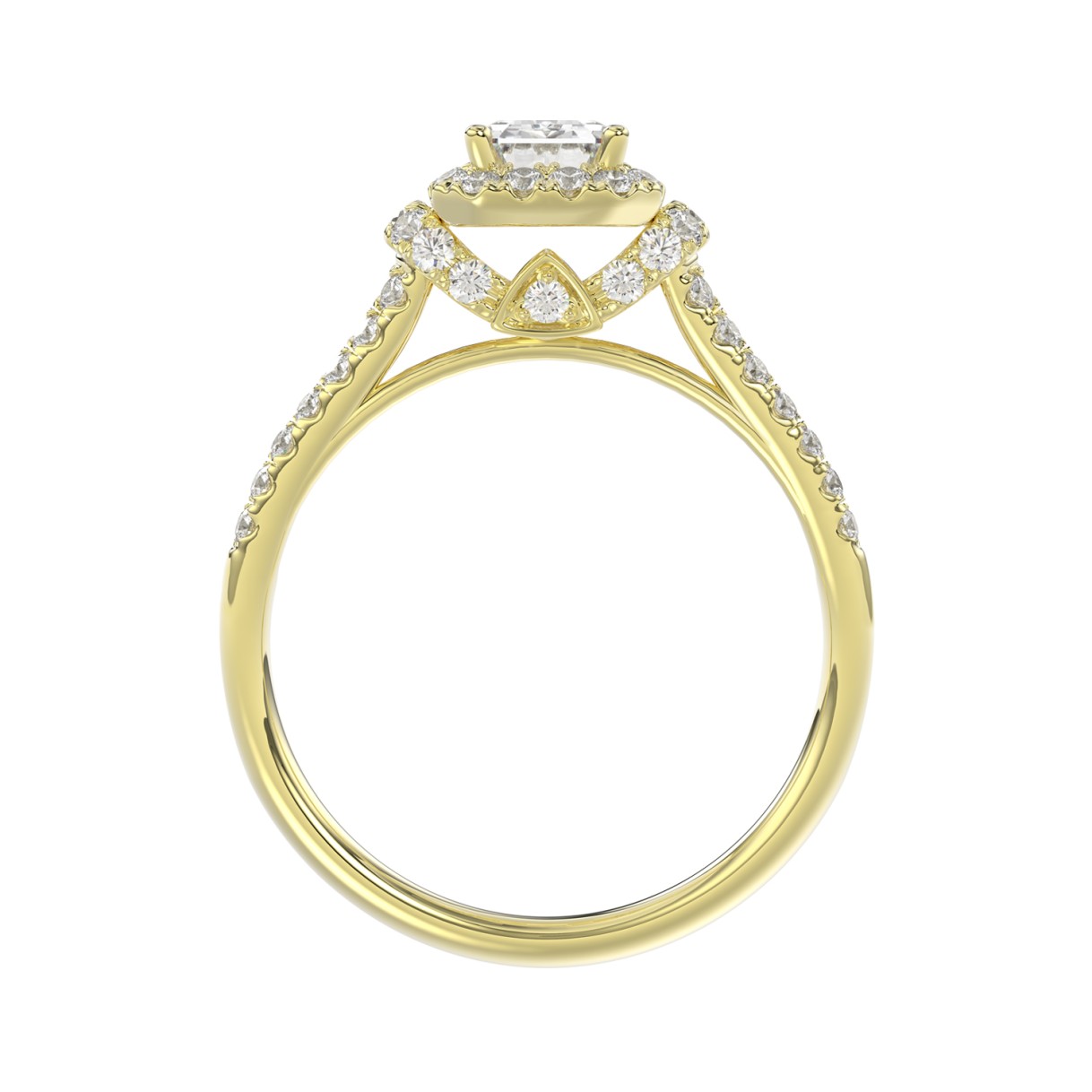 LADIES RING 1 1/2CT ROUND/EMERALD DIAMOND 14K YELLOW GOLD (CENTER STONE EMERALD DIAMOND 1CT)