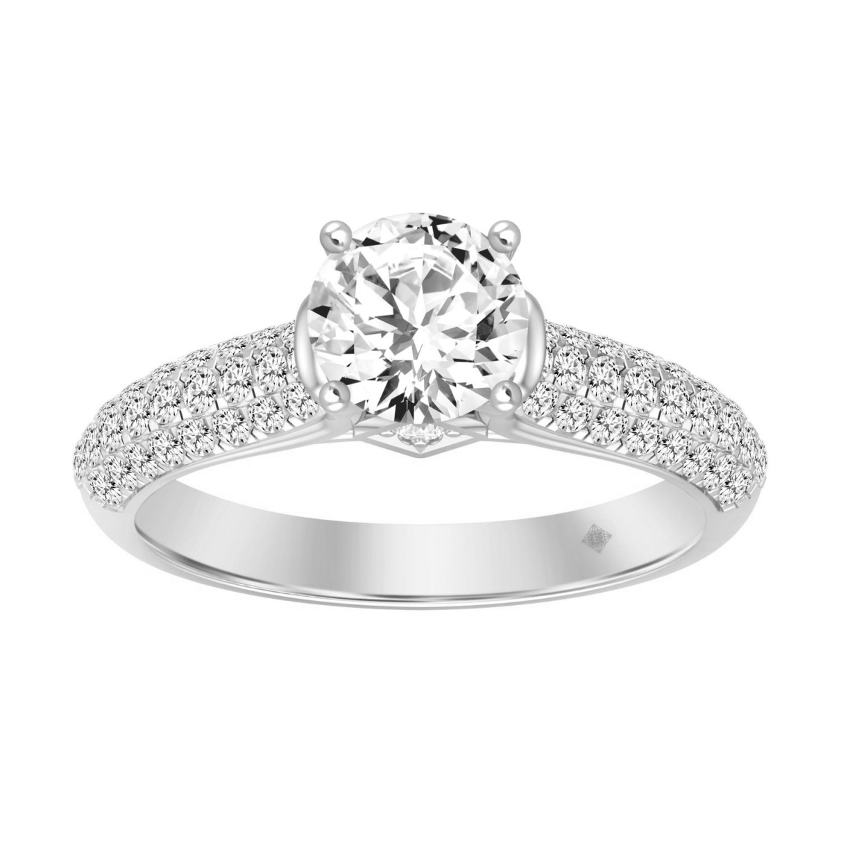 LADIES RING 1 1/2CT ROUND DIAMOND 14K WHITE GOLD (...