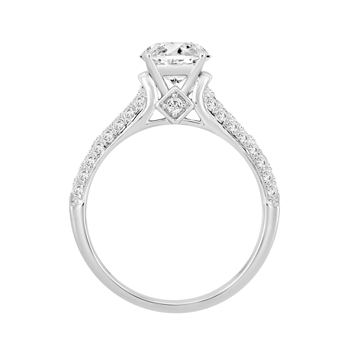 LADIES RING 1 1/2CT ROUND DIAMOND 14K WHITE GOLD (CENTER STONE ROUND DIAMOND 1CT)