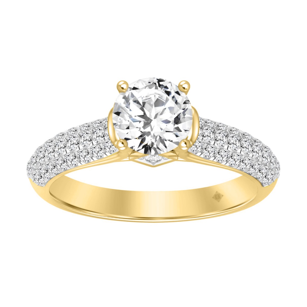 LADIES RING 1 1/2CT ROUND DIAMOND 14K YELLOW GOLD ...