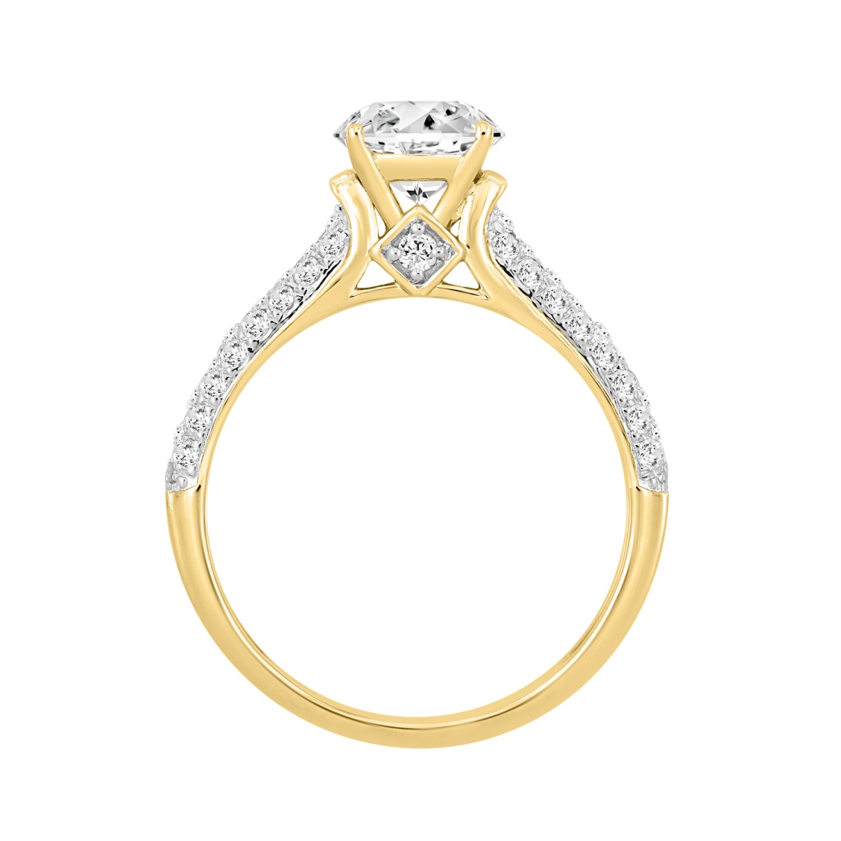 LADIES RING 1 1/2CT ROUND DIAMOND 14K YELLOW GOLD (CENTER STONE ROUND DIAMOND 1CT)