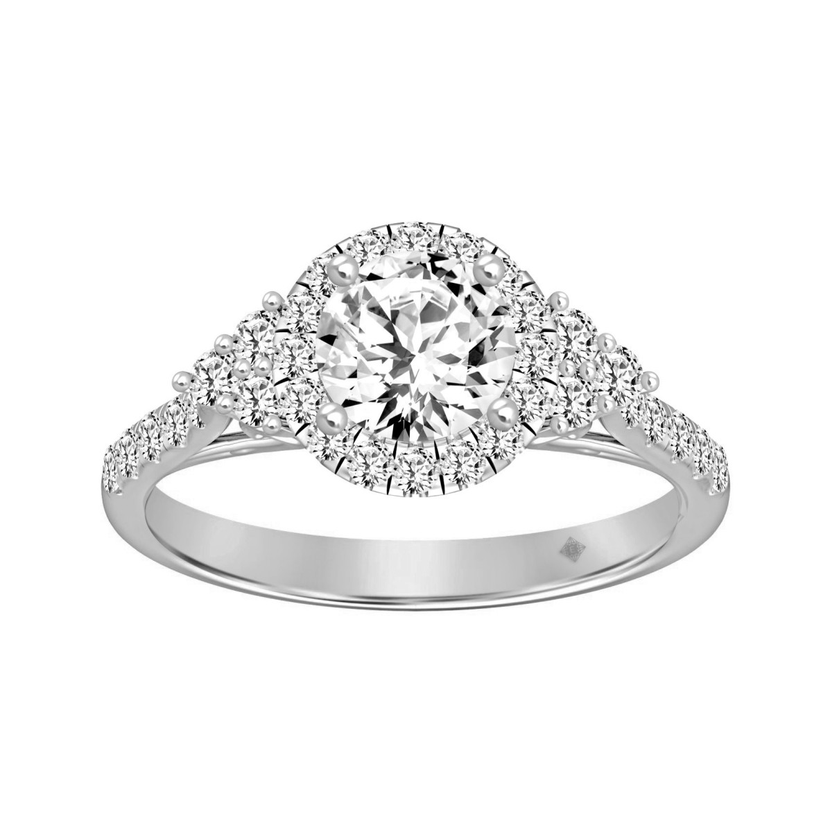 LADIES RING 1 1/2CT ROUND DIAMOND 14K WHITE GOLD (CENTER STONE ROUND DIAMOND 1CT)