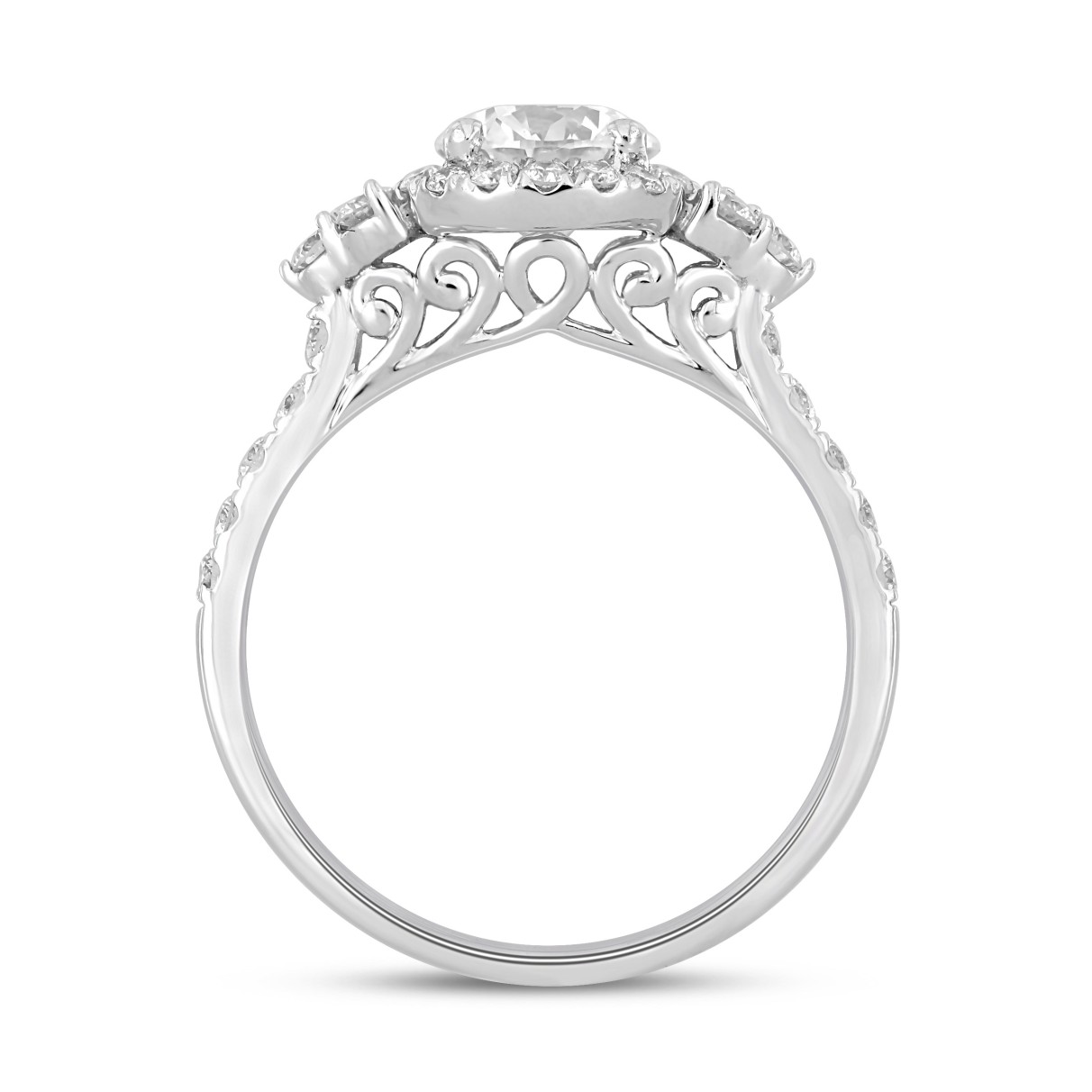 LADIES RING 1 1/2CT ROUND DIAMOND 14K WHITE GOLD (CENTER STONE ROUND DIAMOND 1CT)