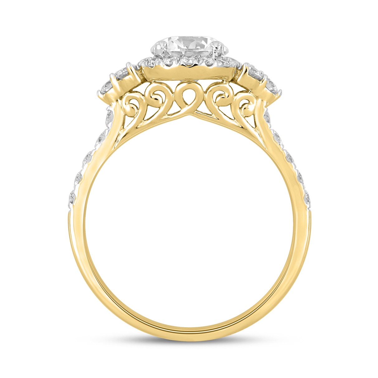 LADIES RING 1 1/2CT ROUND DIAMOND 14K YELLOW GOLD (CENTER STONE ROUND DIAMOND 1CT)