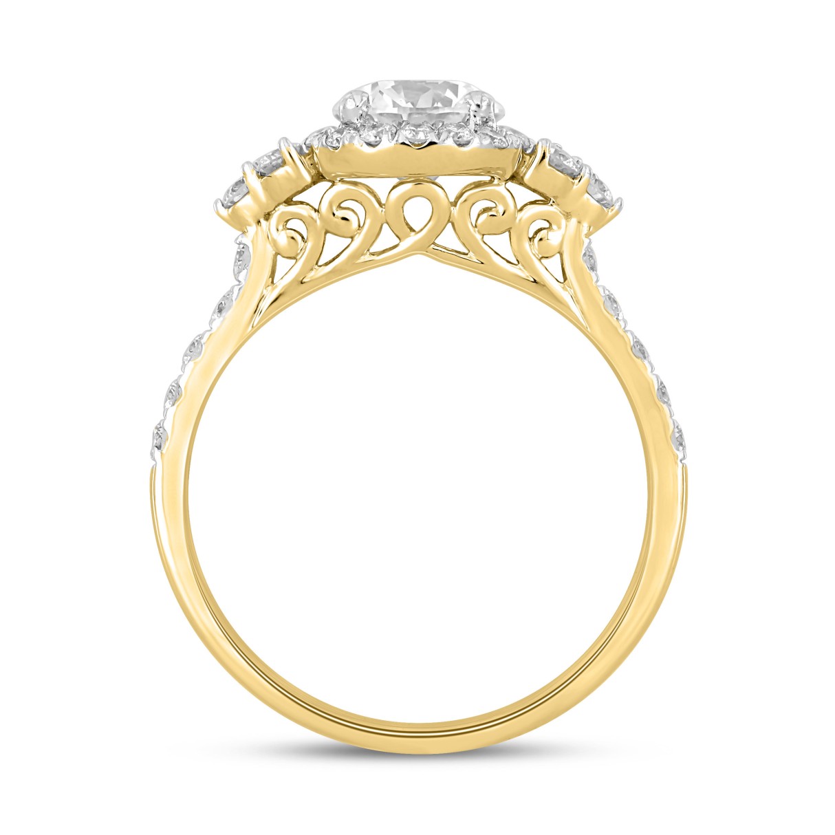 LADIES RING 1 1/2CT ROUND DIAMOND 14K YELLOW GOLD (CENTER STONE ROUND DIAMOND 1CT)