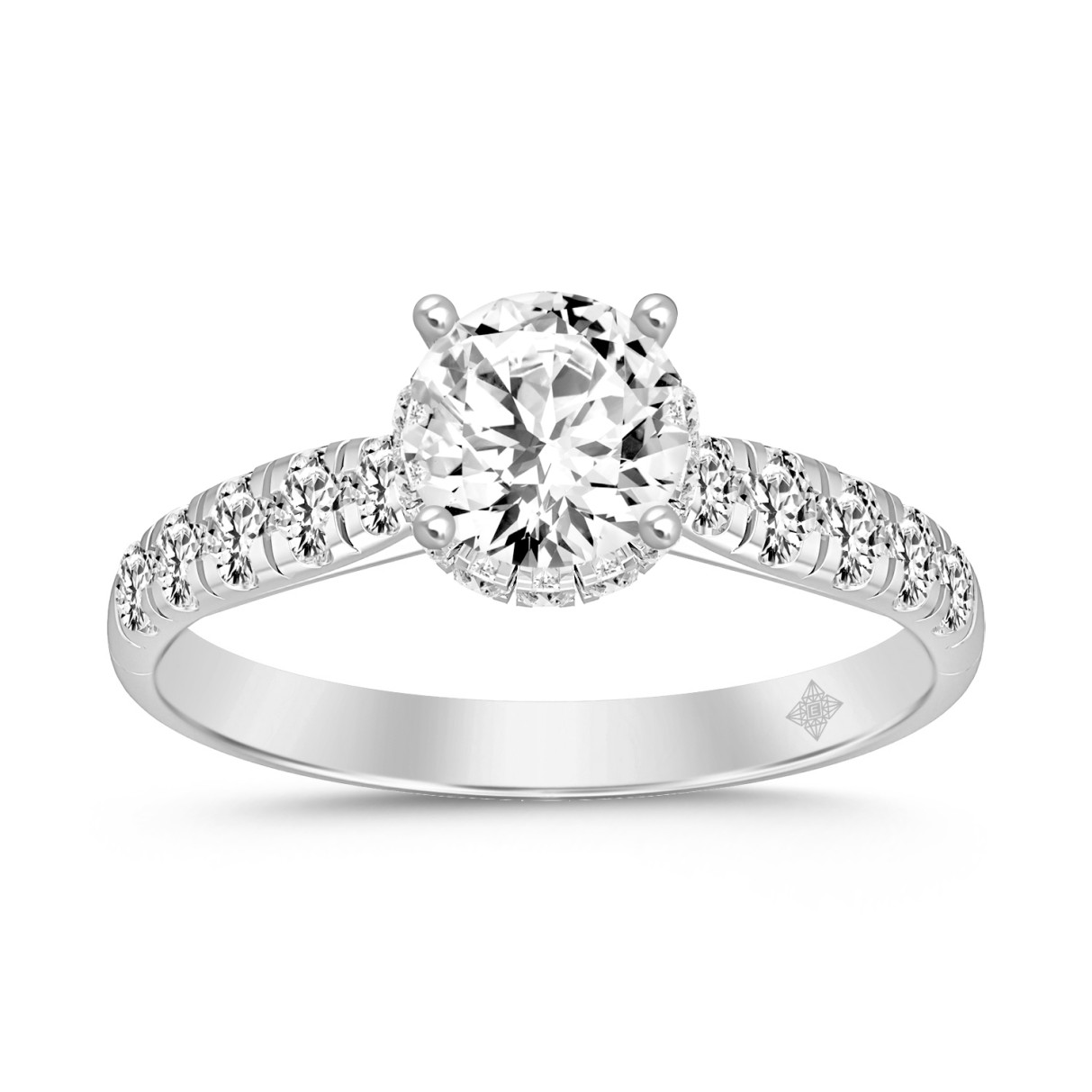 LADIES RING 1 1/2CT ROUND DIAMOND 14K WHITE GOLD (...