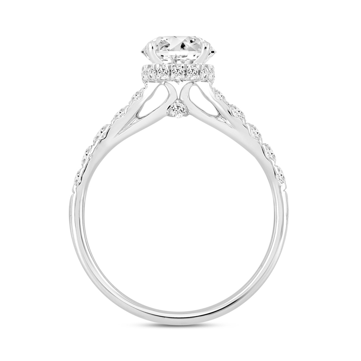 LADIES RING 1 1/2CT ROUND DIAMOND 14K WHITE GOLD (CENTER STONE ROUND DIAMOND 1CT)