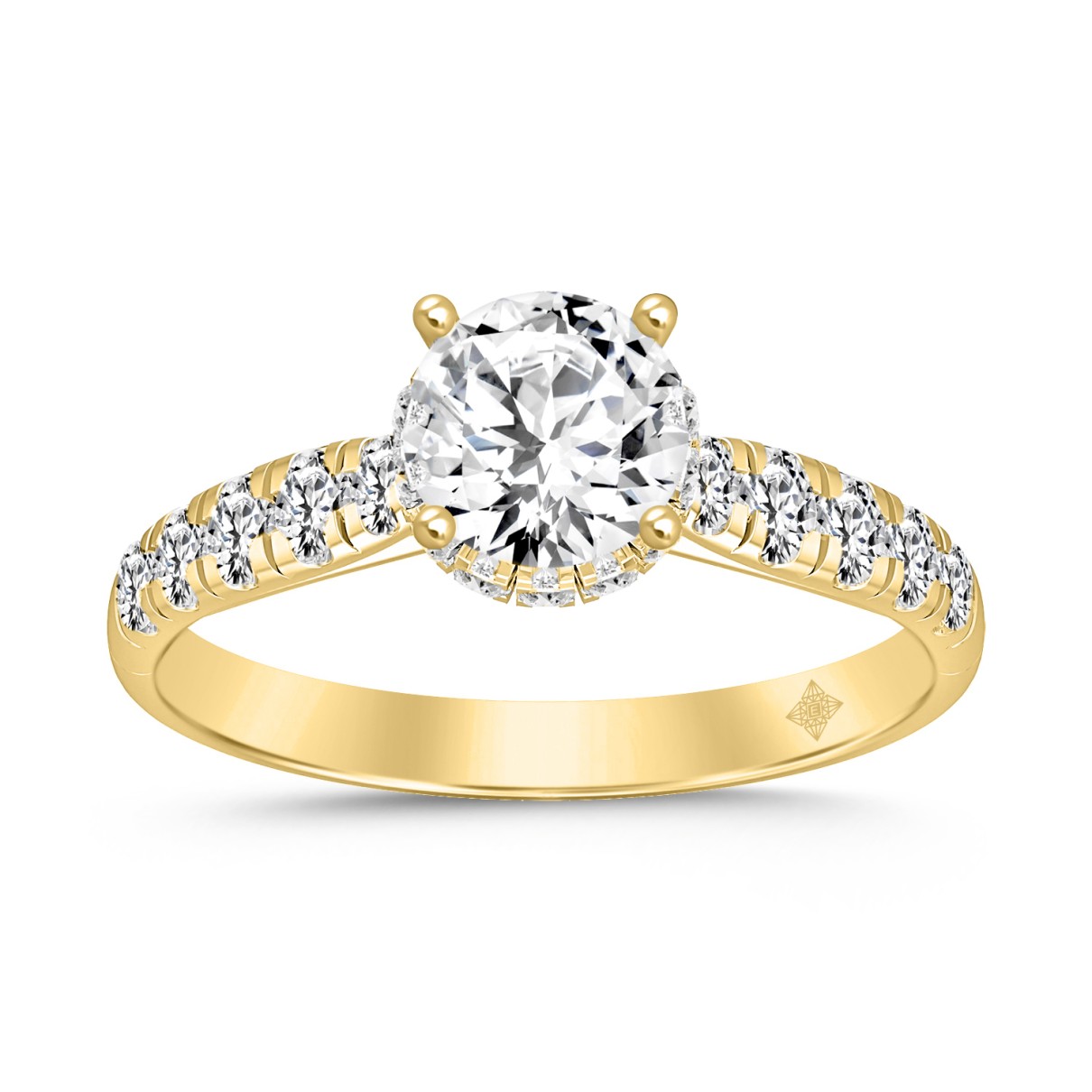 LADIES RING 1 1/2CT ROUND DIAMOND 14K YELLOW GOLD (CENTER STONE ROUND DIAMOND 1CT)