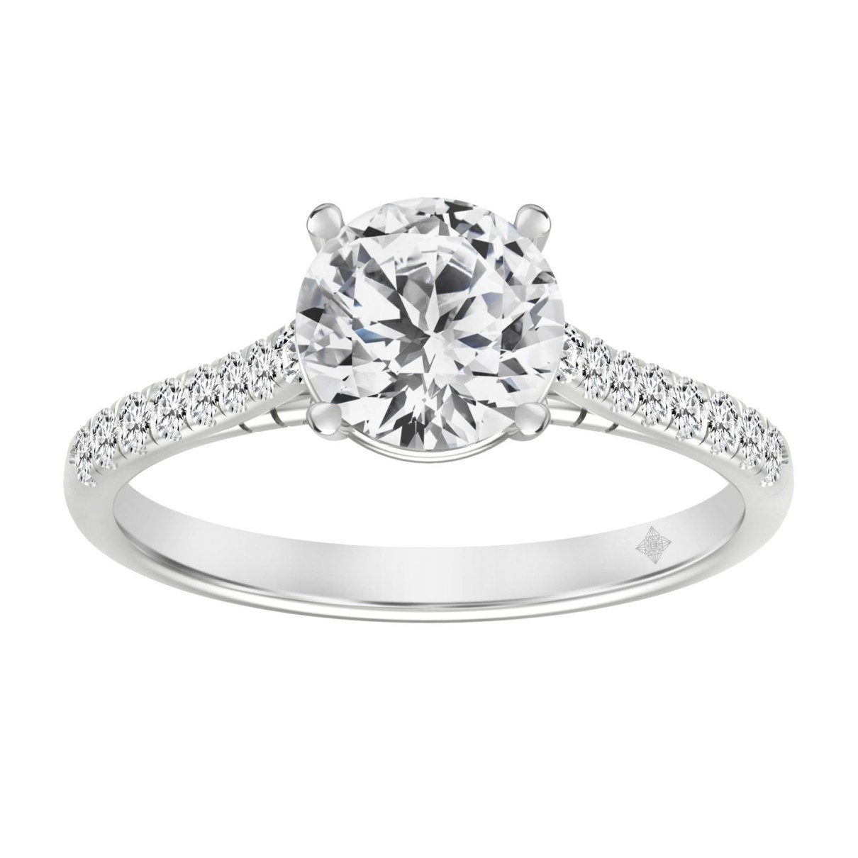 LADIES RING 1 3/4CT ROUND DIAMOND 14K WHITE GOLD (CENTER STONE ROUND DIAMOND 1 1/2CT )