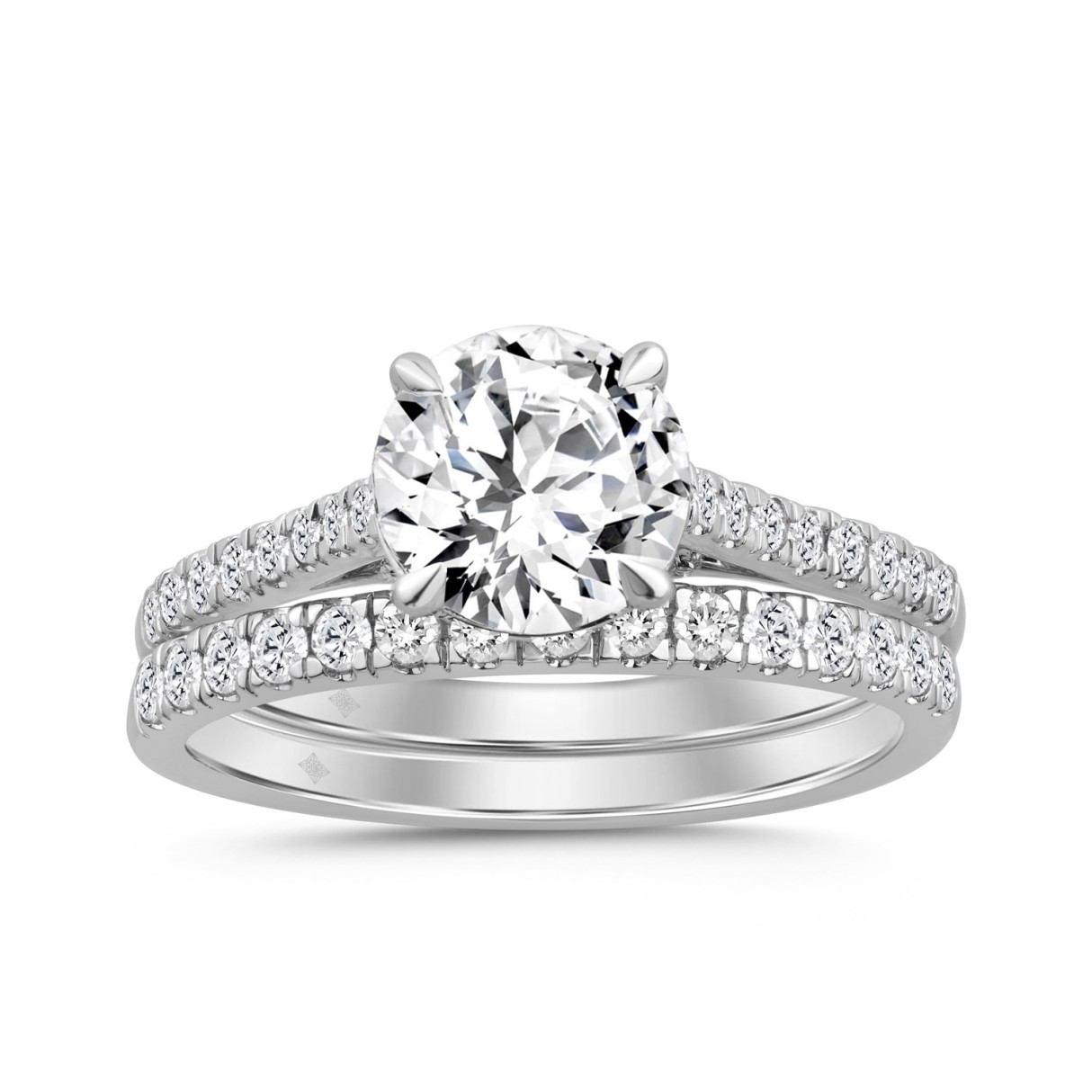 14K WHITE GOLD 1 3/4CT ROUND DIAMOND LADIES BRIDAL...