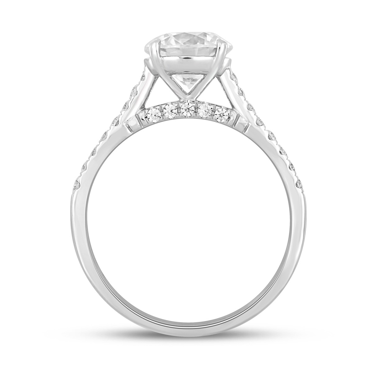 LADIES RING 1 3/4CT ROUND DIAMOND 14K WHITE GOLD (CENTER STONE ROUND DIAMOND 1 1/2CT )