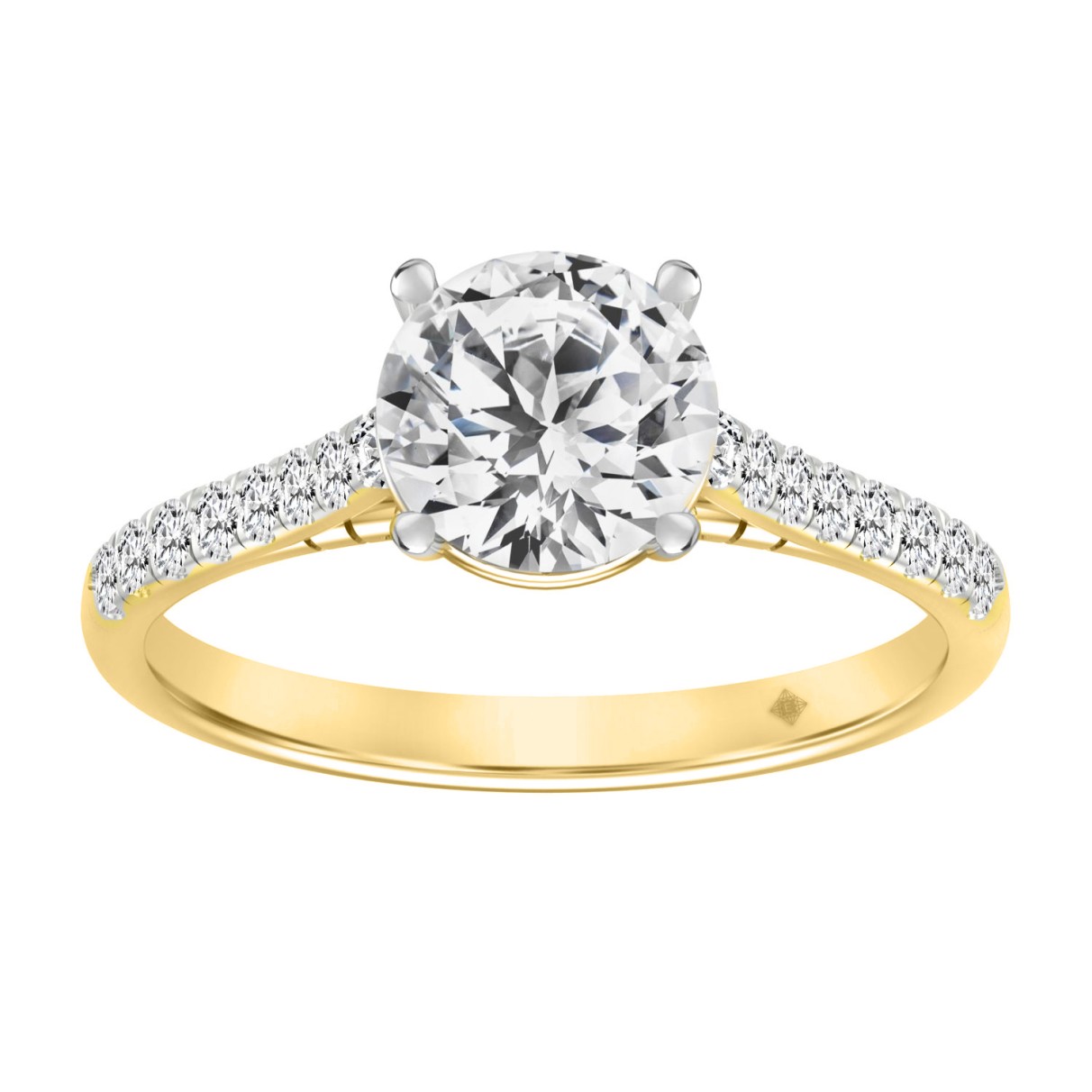 LADIES RING 1 3/4CT ROUND DIAMOND 14K YELLOW GOLD (CENTER STONE ROUND DIAMOND 1 1/2CT )