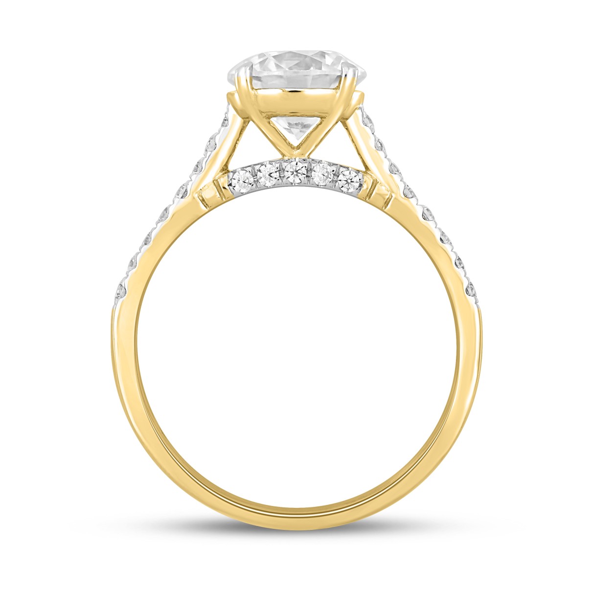 LADIES RING 1 3/4CT ROUND DIAMOND 14K YELLOW GOLD (CENTER STONE ROUND DIAMOND 1 1/2CT )