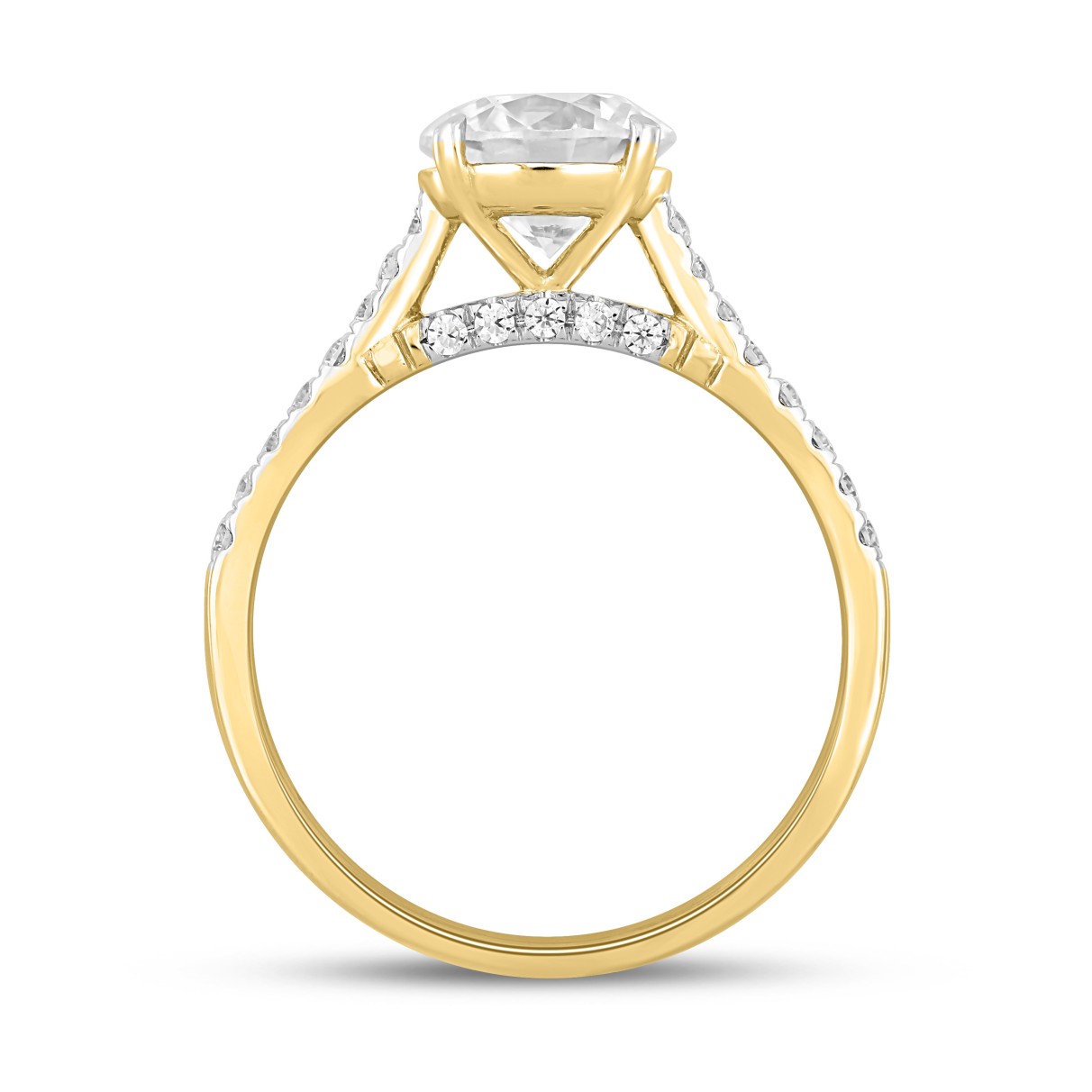 LADIES RING 1 3/4CT ROUND DIAMOND 14K YELLOW GOLD (CENTER STONE ROUND DIAMOND 1 1/2CT )