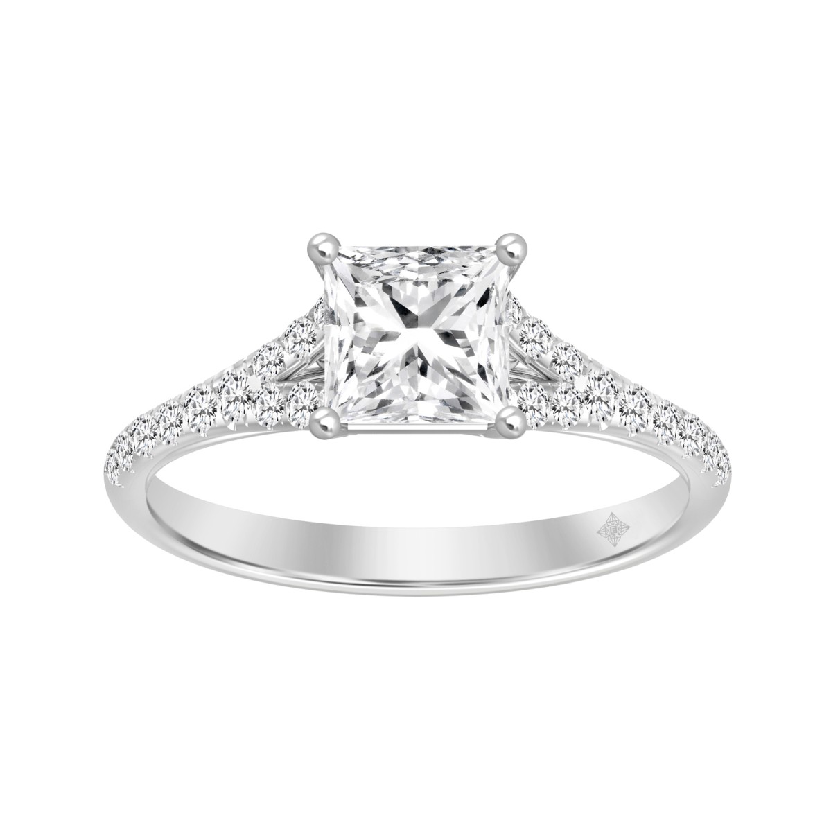 LADIES RING 1 1/4CT ROUND/PRINCESS DIAMOND 14K WHI...