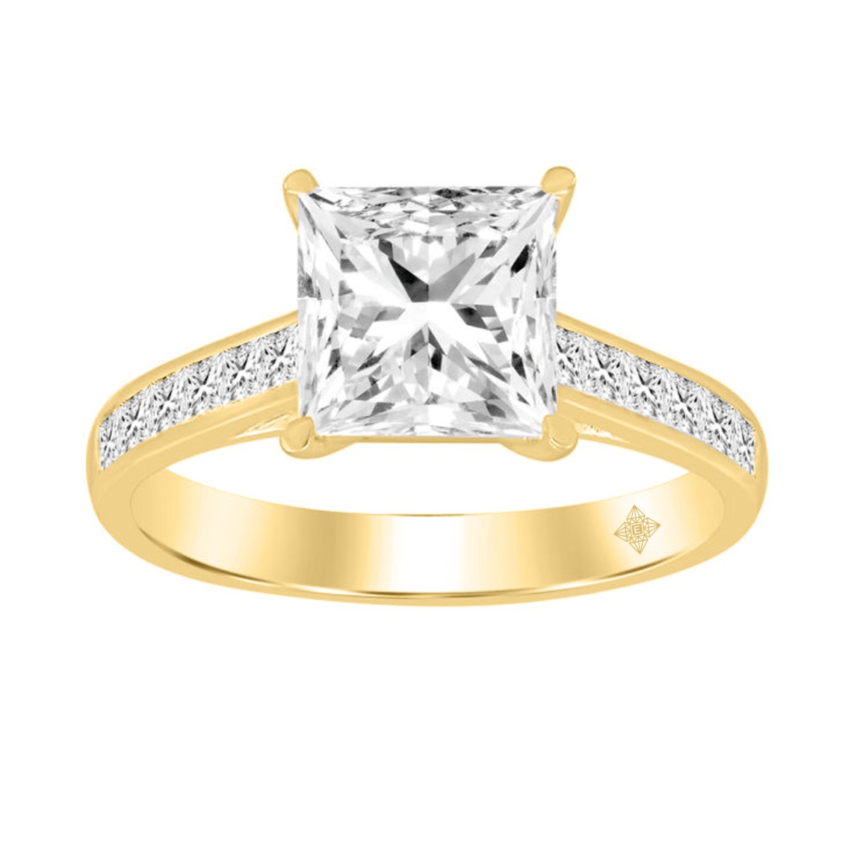 LADIES RING 2CT PRINCESS DIAMOND 14K YELLOW GOLD (CENTER STONE PRINCESS DIAMOND 1 1/2CT )