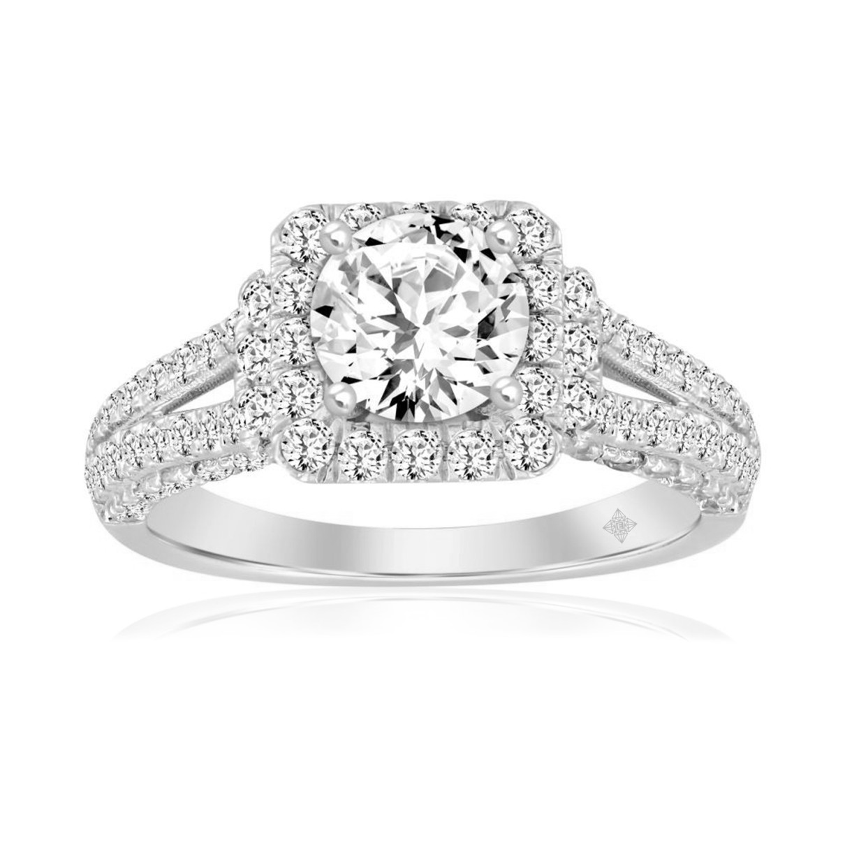 LADIES RING 2CT ROUND DIAMOND 14K WHITE GOLD (CENT...