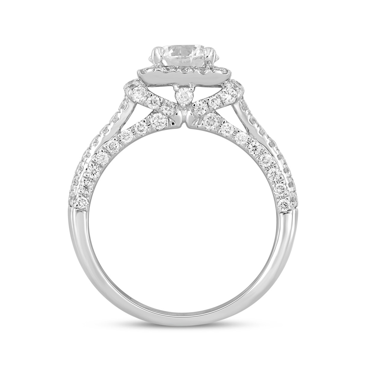 LADIES RING 2CT ROUND DIAMOND 14K WHITE GOLD (CENTER STONE ROUND DIAMOND 1CT )