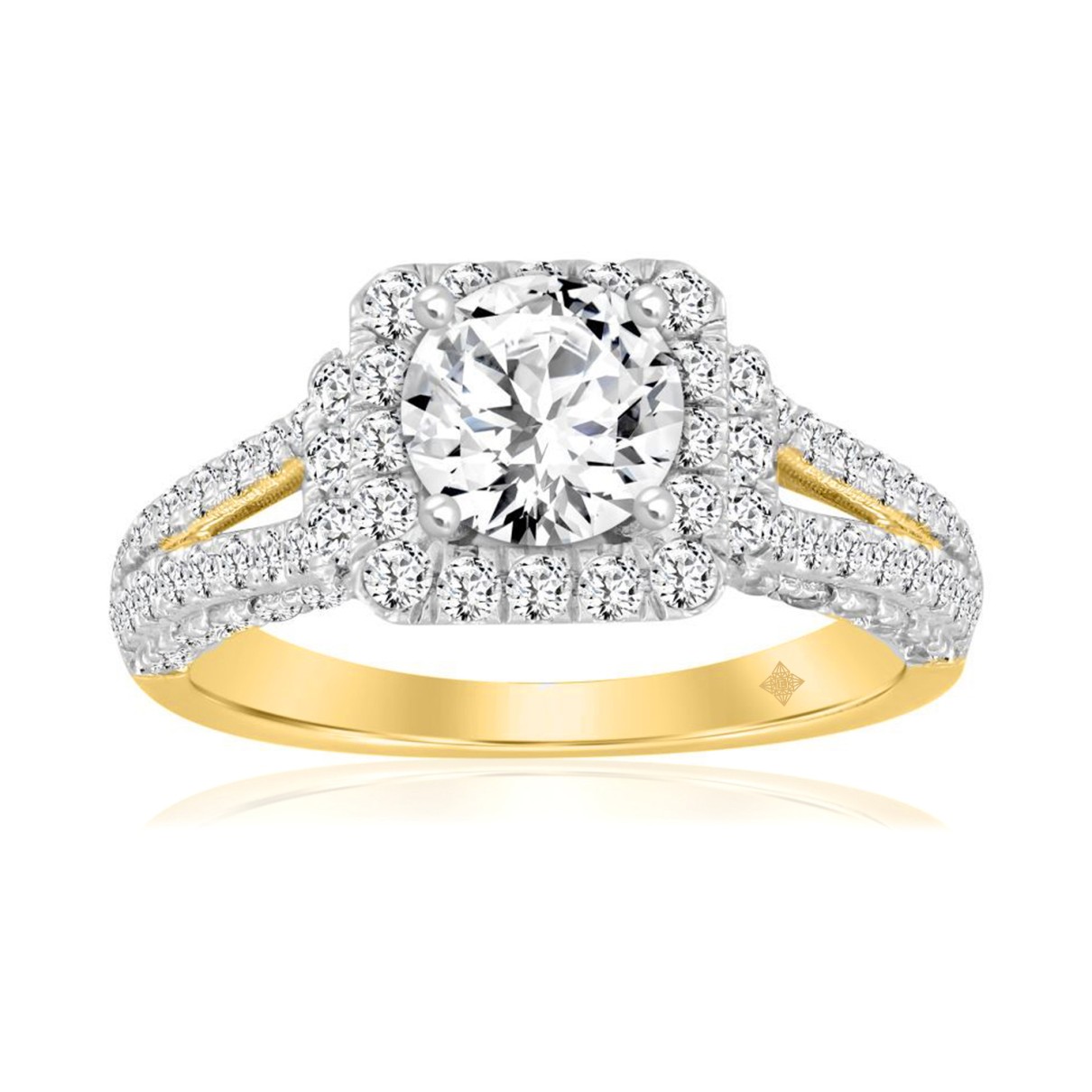 LADIES RING 2CT ROUND DIAMOND 14K YELLOW GOLD (CENTER STONE ROUND DIAMOND 1CT )