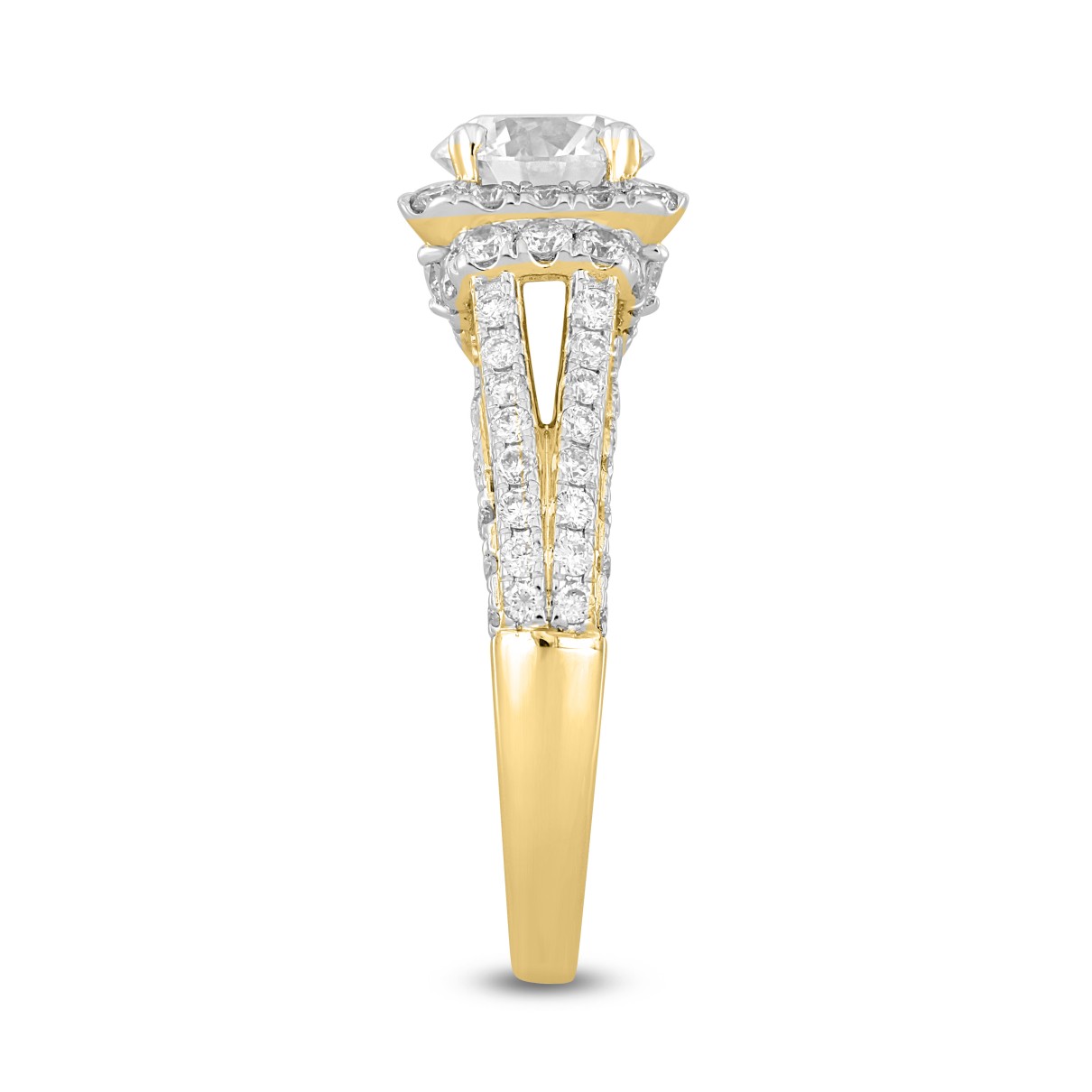 LADIES RING 2CT ROUND DIAMOND 14K YELLOW GOLD (CENTER STONE ROUND DIAMOND 1CT )