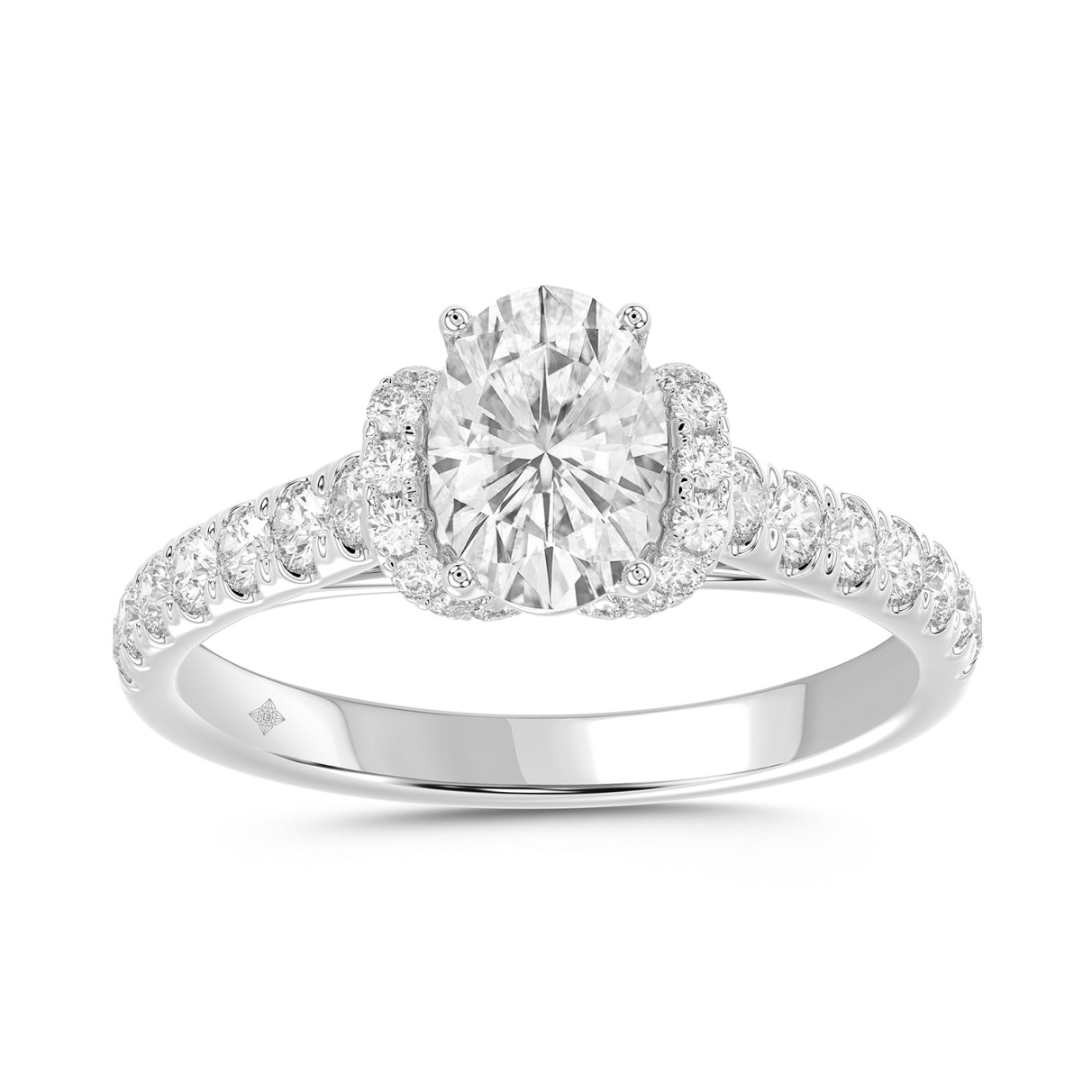 LADIES RING 1 1/2CT ROUND/OVAL DIAMOND 14K WHITE G...