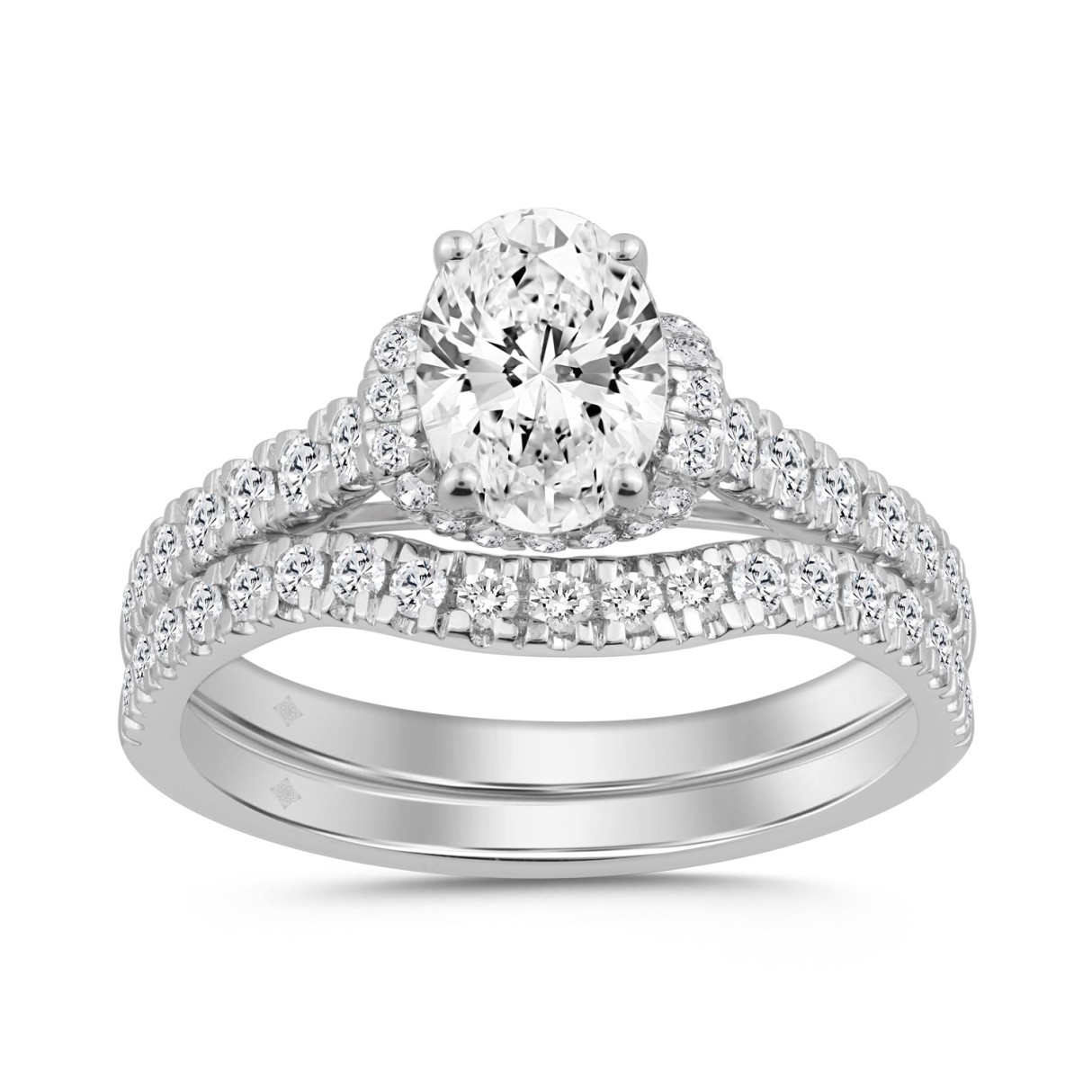 14K WHITE GOLD 1 1/2CT ROUND/OVAL DIAMOND LADIES B...