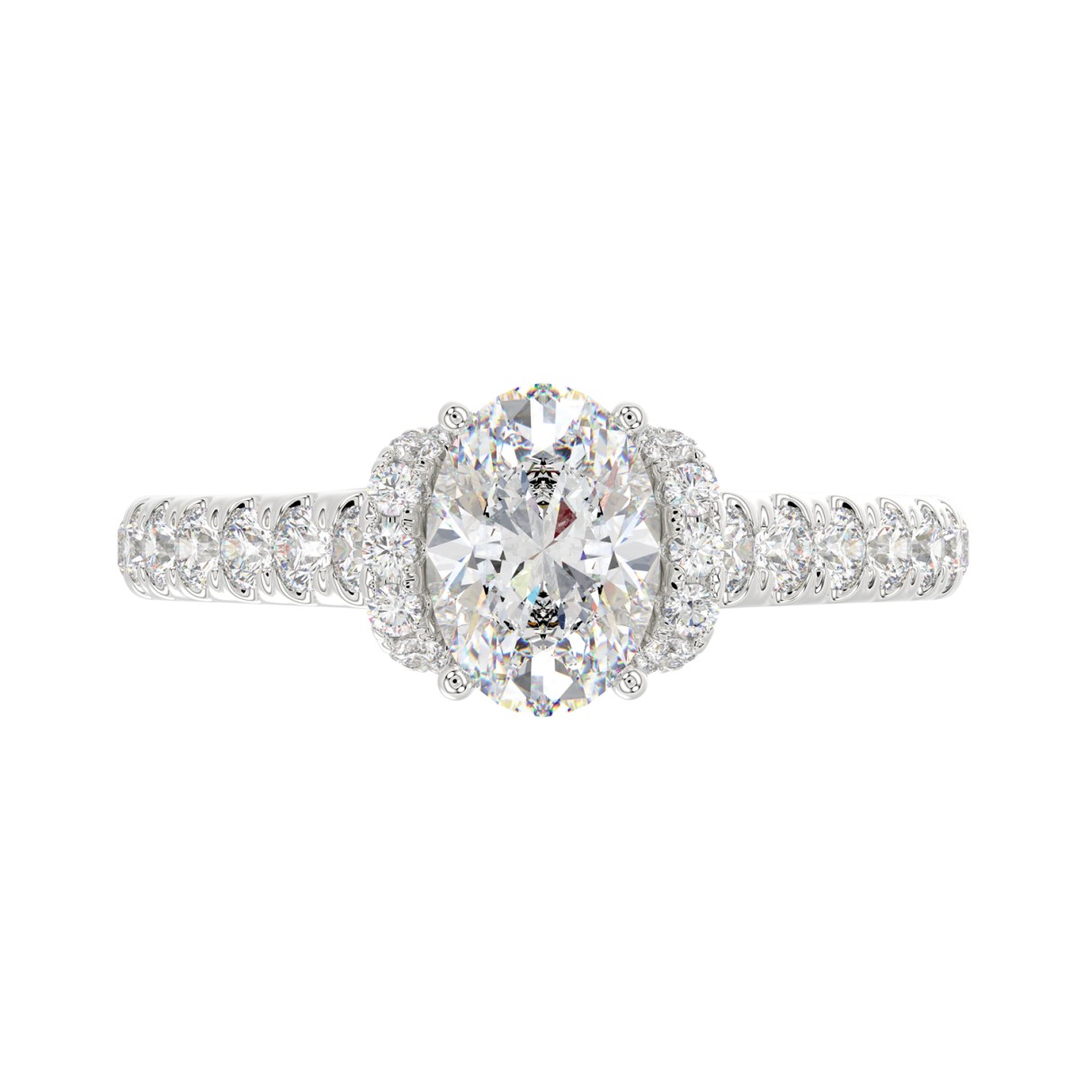 LADIES RING 1 1/2CT ROUND/OVAL DIAMOND 14K WHITE GOLD (CENTER STONE OVAL DIAMOND 1CT)