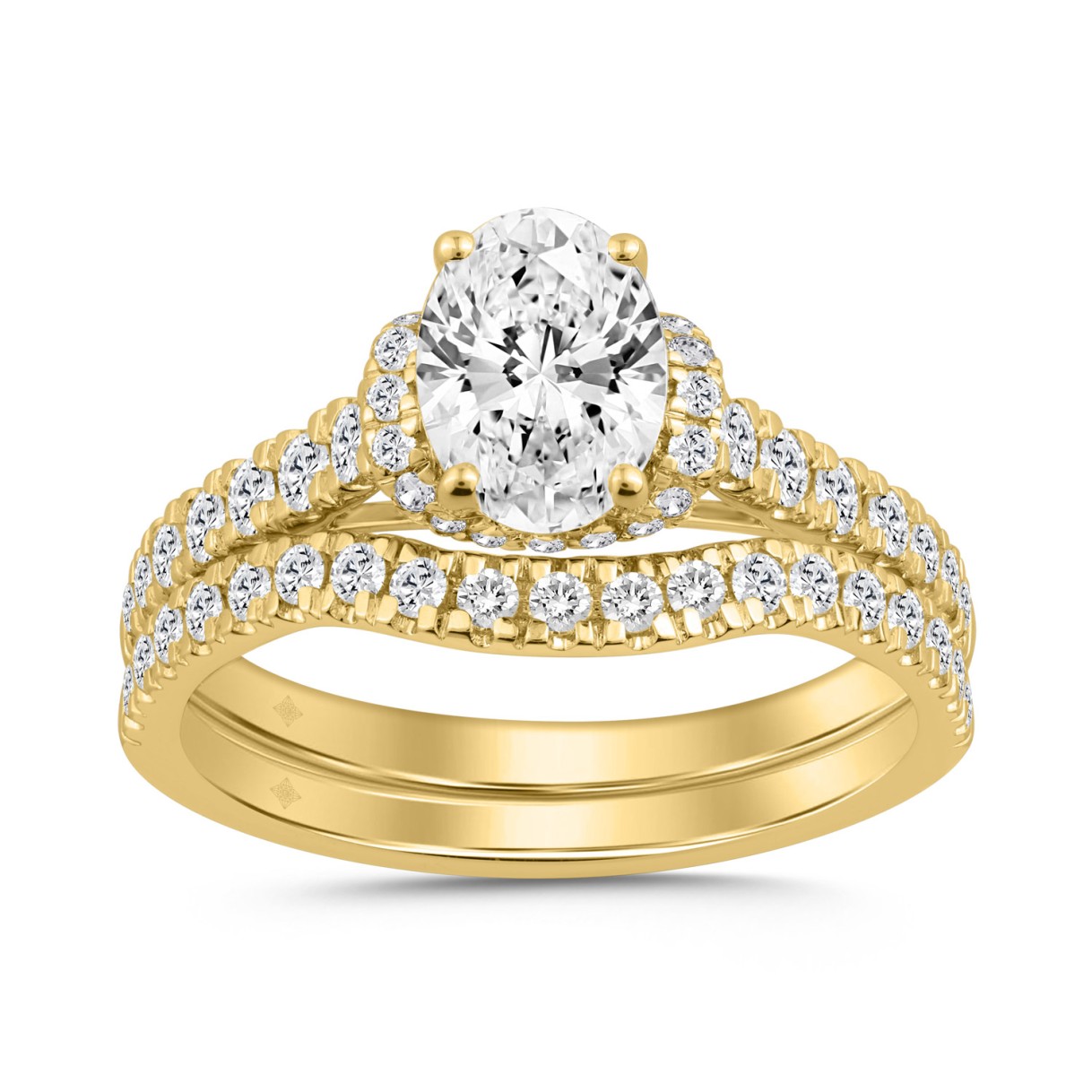 14K YELLOW GOLD 1 1/2CT ROUND/OVAL DIAMOND LADIES ...