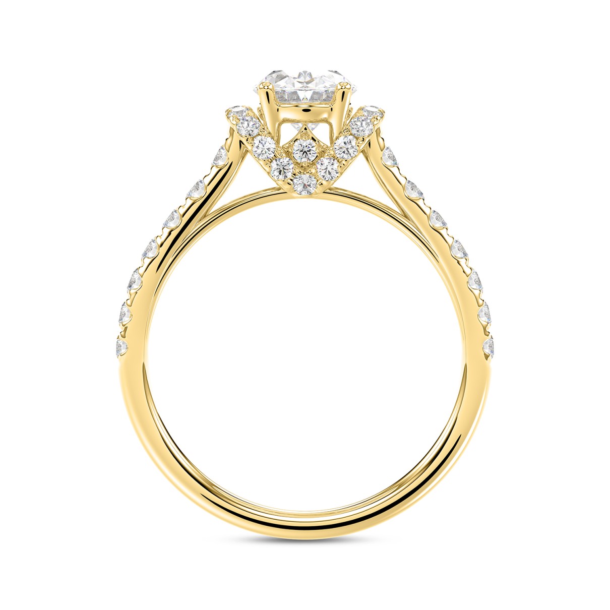 LADIES RING 1 1/2CT ROUND/OVAL DIAMOND 14K YELLOW GOLD (CENTER STONE OVAL DIAMOND 1CT)