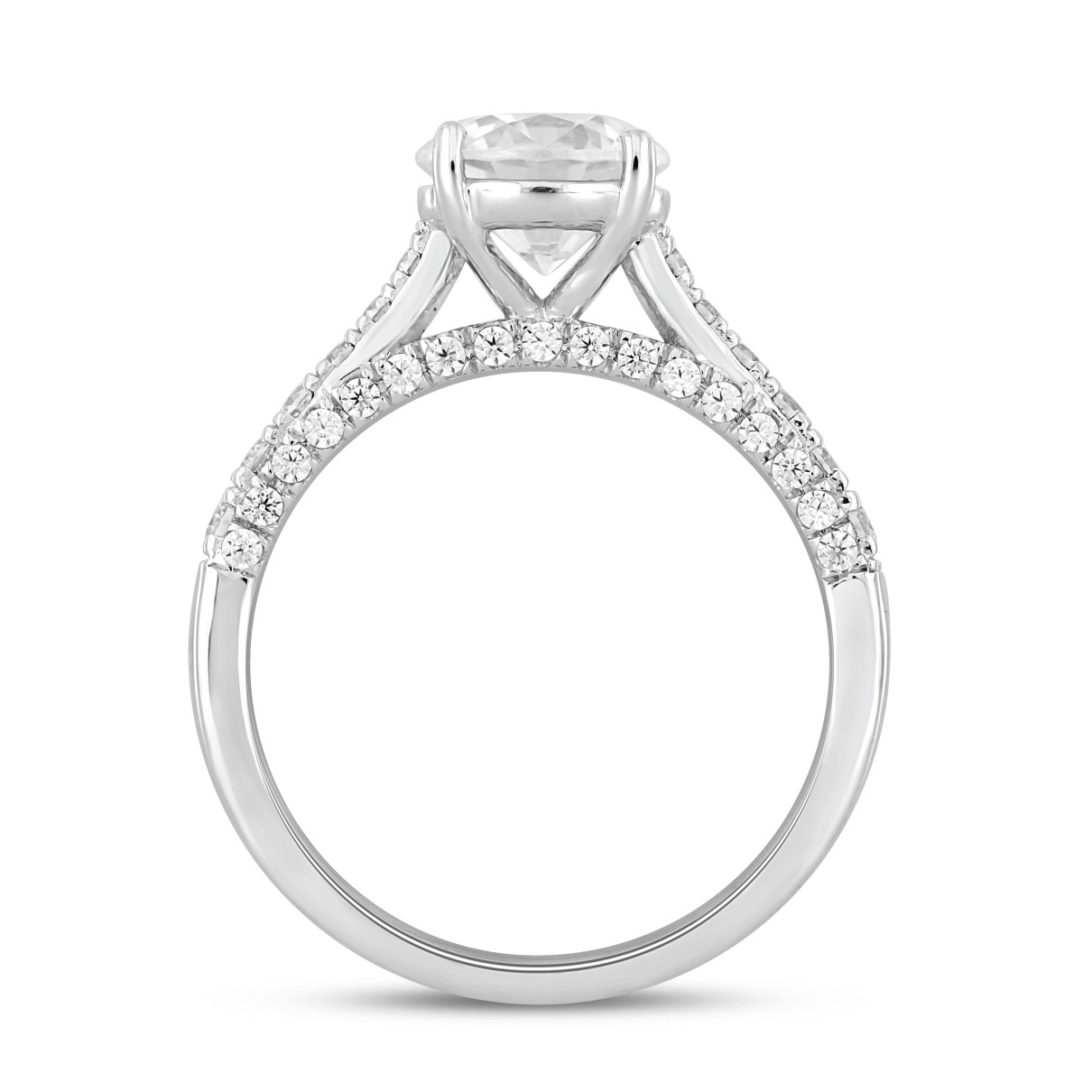 LADIES RING 2CT ROUND DIAMOND 14K WHITE GOLD (CENTER STONE ROUND DIAMOND 1 1/2CT )