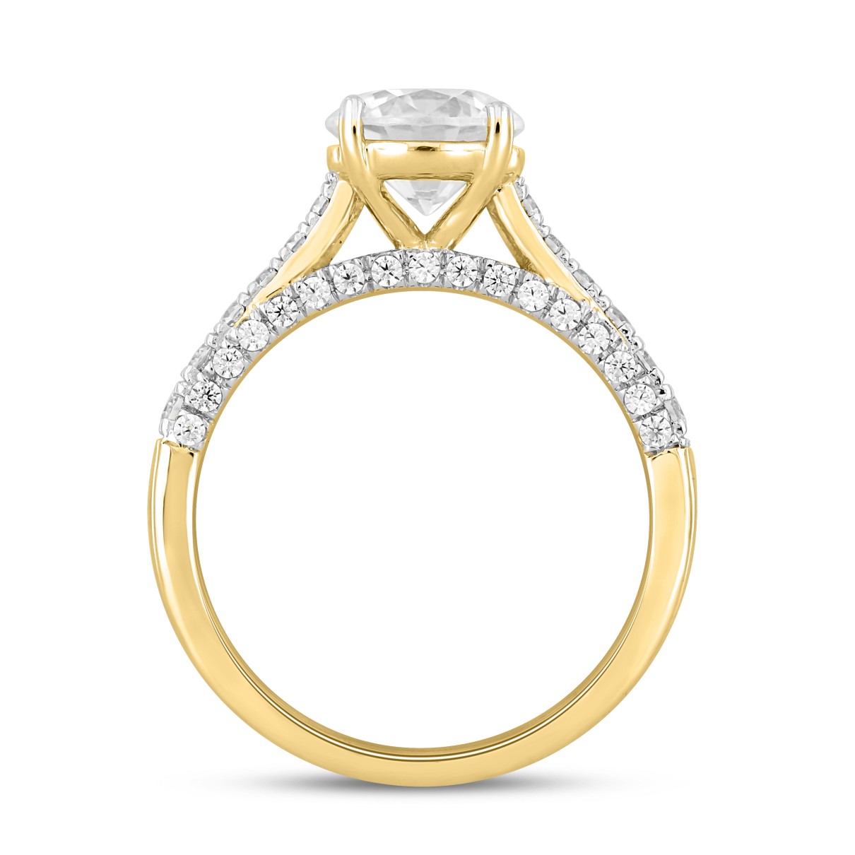 LADIES RING 2CT ROUND DIAMOND 14K YELLOW GOLD (CENTER STONE ROUND DIAMOND 1 1/2CT )