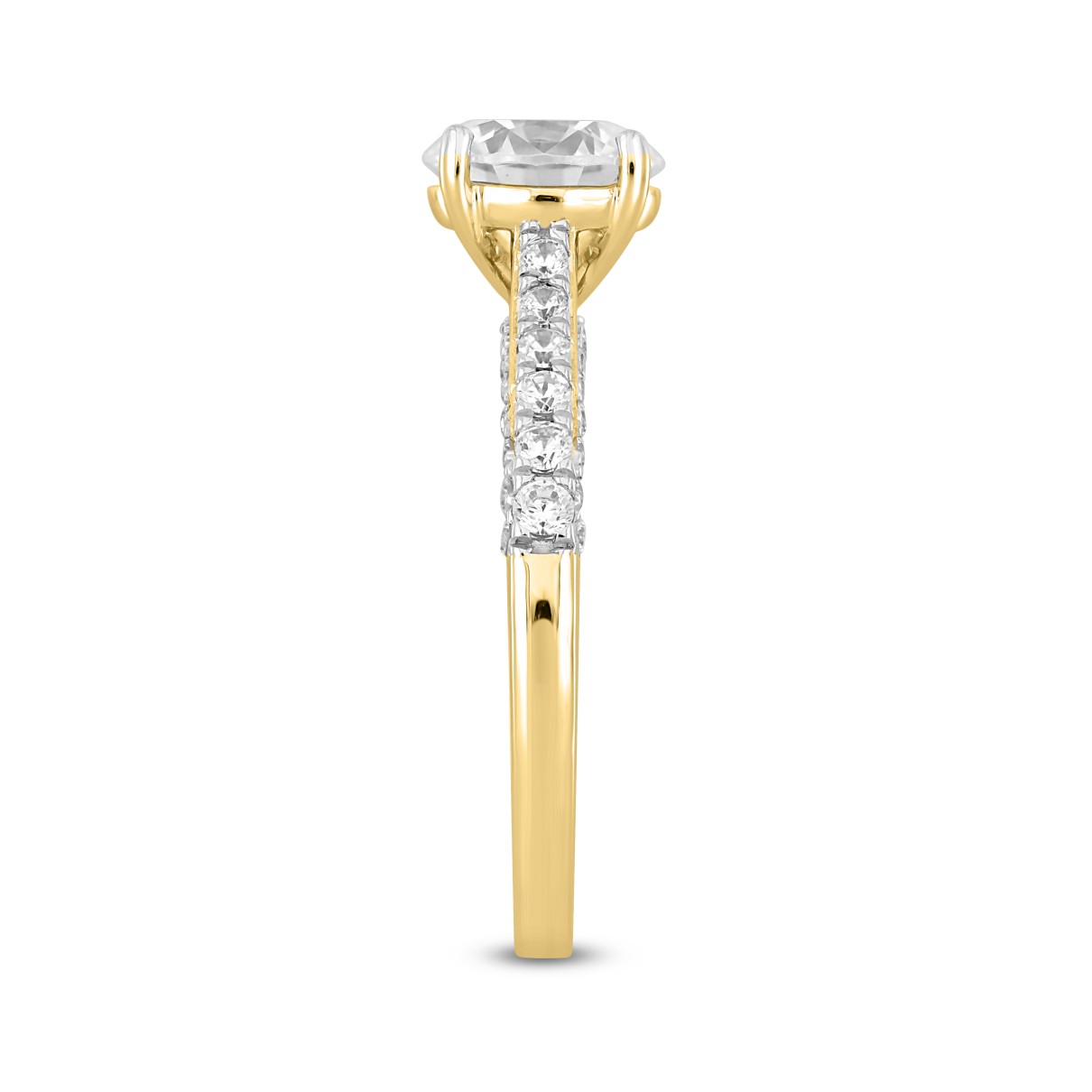 LADIES RING 2CT ROUND DIAMOND 14K YELLOW GOLD (CENTER STONE ROUND DIAMOND 1 1/2CT )