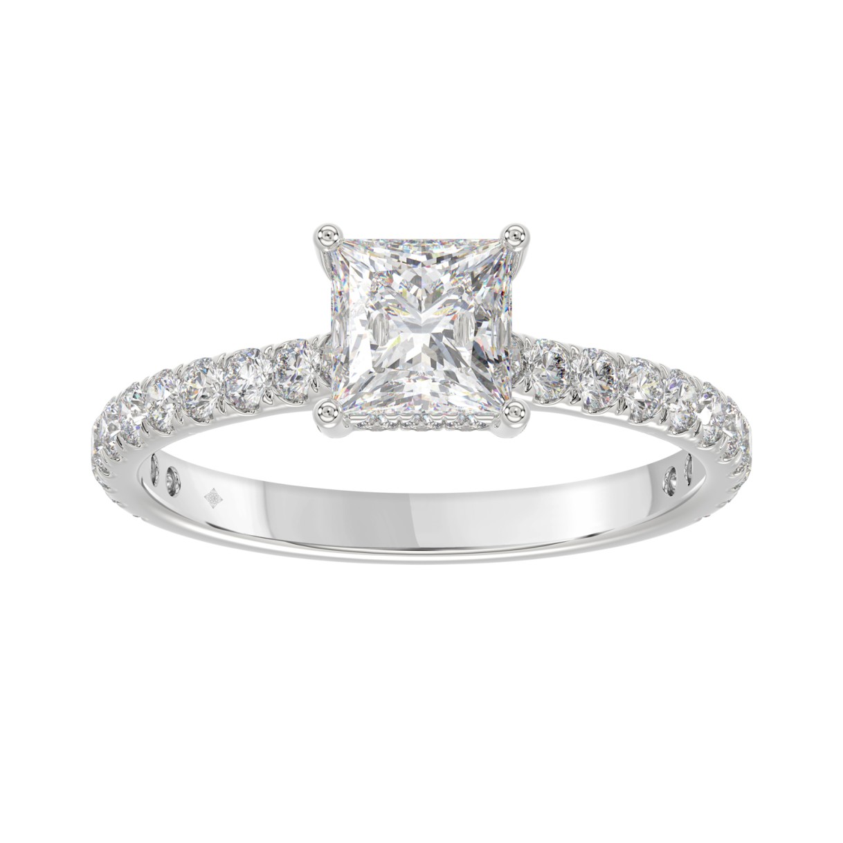 LADIES RING 1 1/2CT ROUND/PRINCESS DIAMOND 14K WHI...