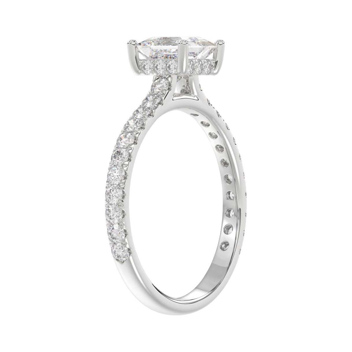 14K WHITE GOLD 1 3/4CT ROUND/PRINCESS DIAMOND LADIES BRIDAL SET (CENTER STONE PRINCESS DIAMOND 1CT)