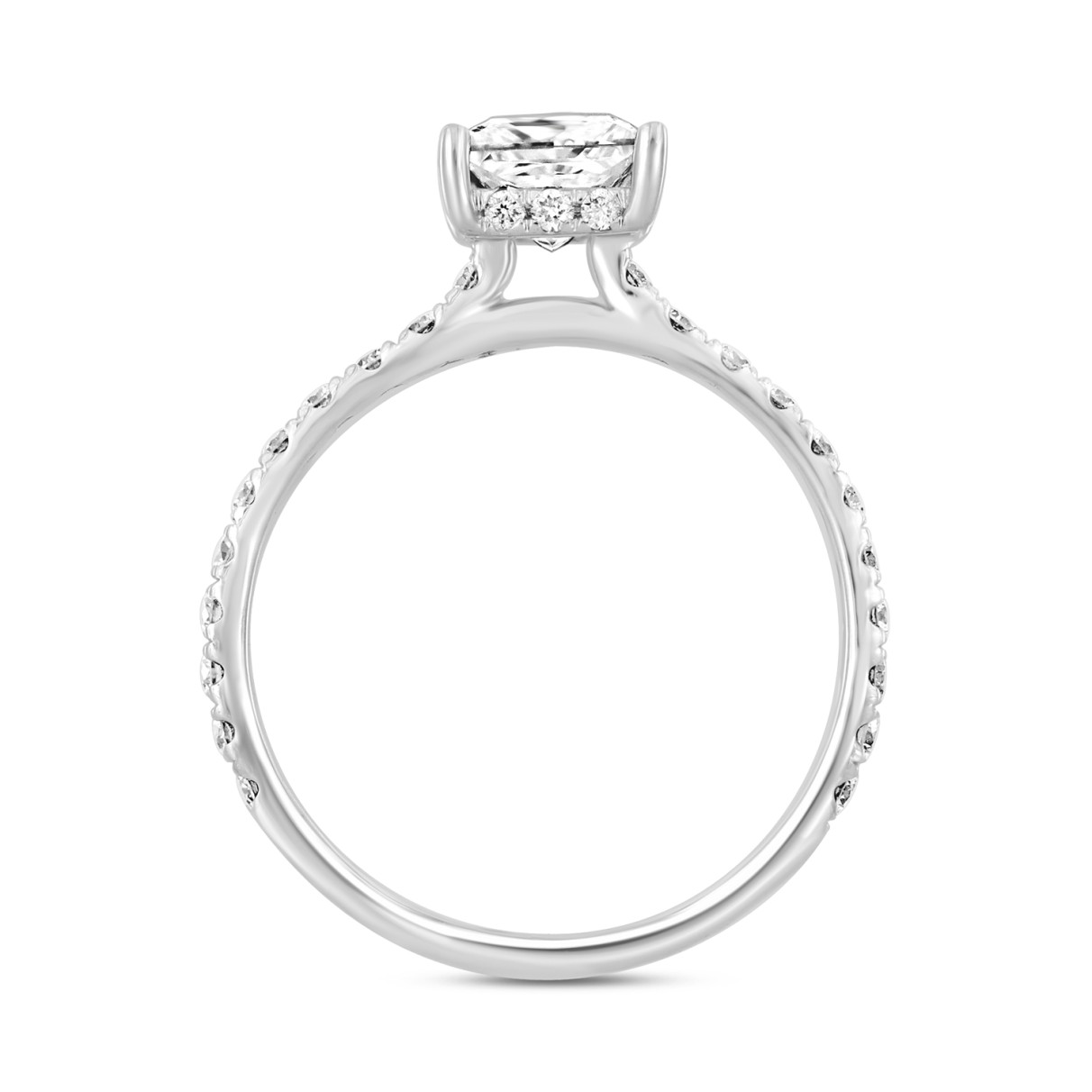 LADIES RING 1 1/2CT ROUND/PRINCESS DIAMOND 14K WHITE GOLD (CENTER STONE PRINCESS DIAMOND 1CT)