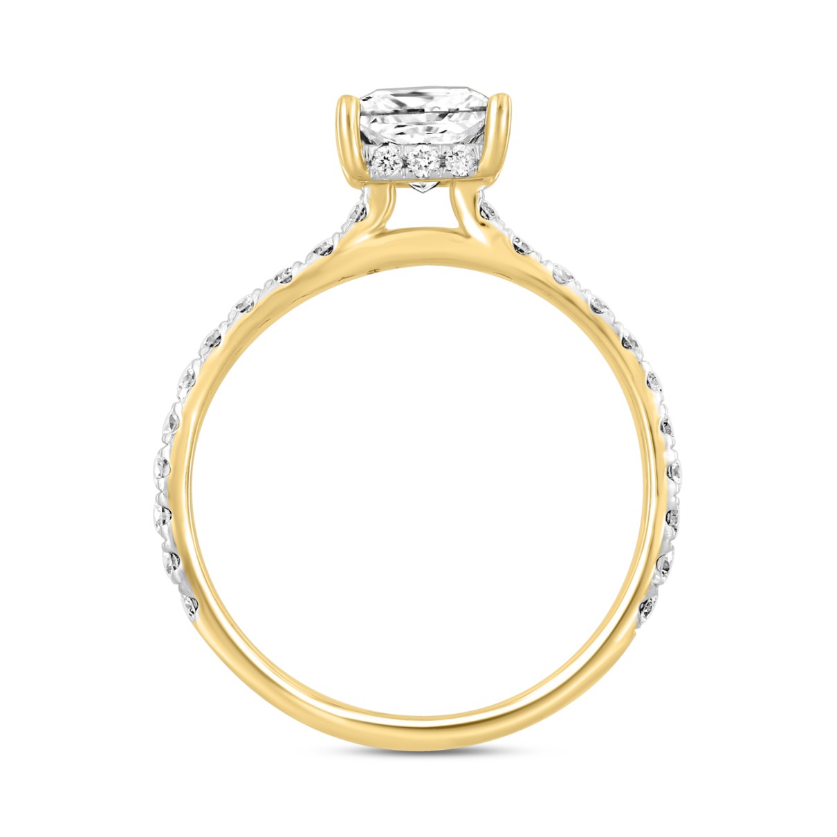 LADIES RING 1 1/2CT ROUND/PRINCESS DIAMOND 14K YELLOW GOLD (CENTER STONE PRINCESS DIAMOND 1CT)