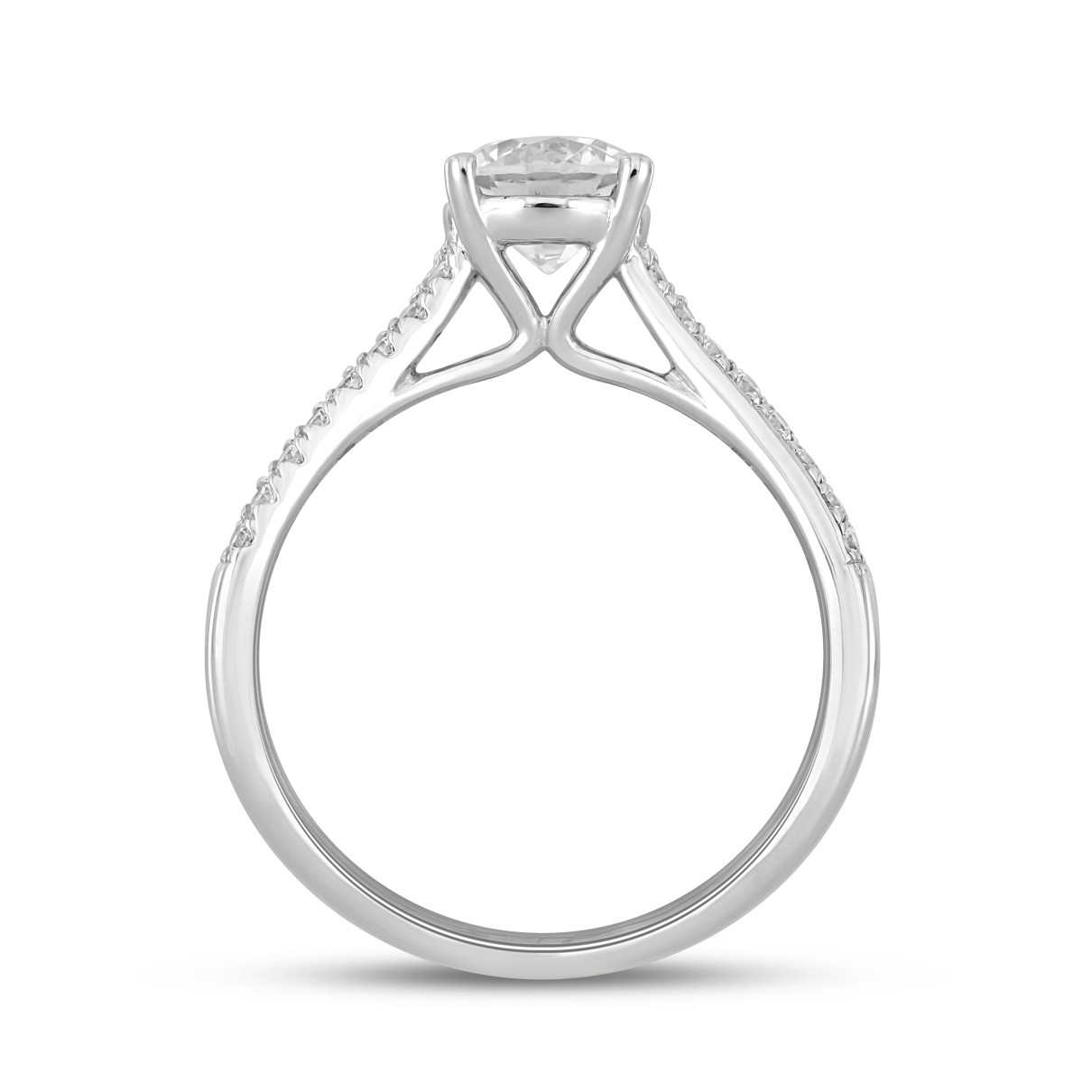 LADIES RING 1 1/4CT ROUND DIAMOND 14K WHITE GOLD