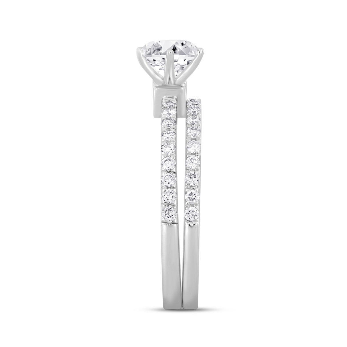14K WHITE GOLD 1 1/2CT ROUND DIAMOND LADIES BRIDAL SET (CENTER STONE ROUND DIAMOND 1CT)