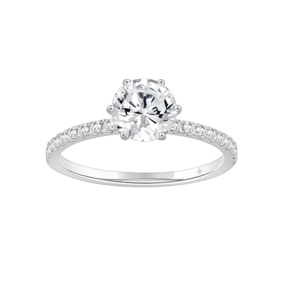 LADIES RING 1 1/3CT ROUND DIAMOND 14K WHITE GOLD (CENTER STONE ROUND DIAMOND 1CT)